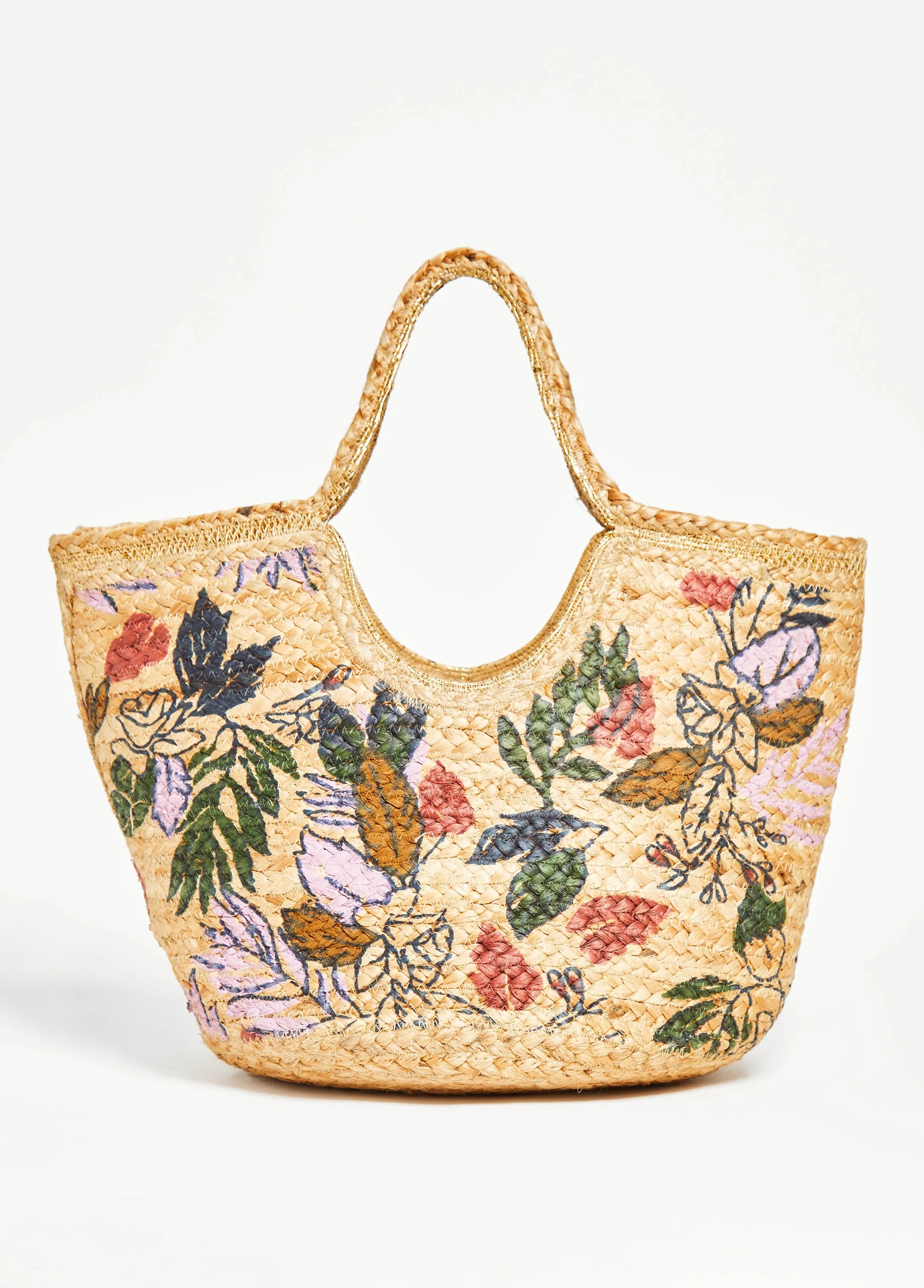 Flower Print Straw Tote sold by Ashley Stewart