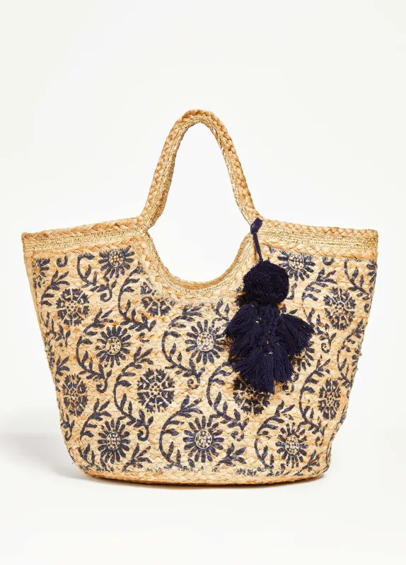 Floral Print Straw Tote sold by Ashley Stewart