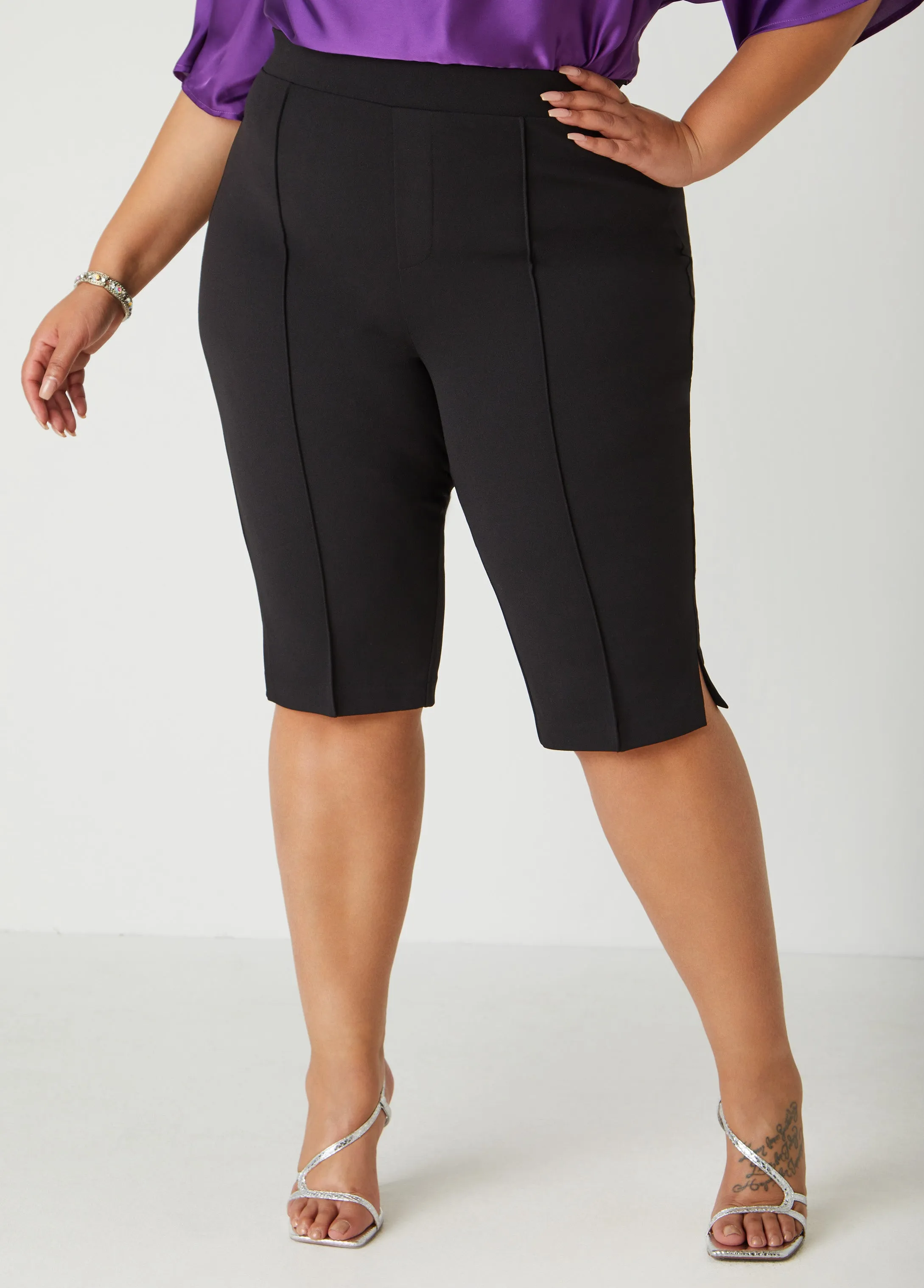 Pintucked Crepe Shorts sold by Ashley Stewart