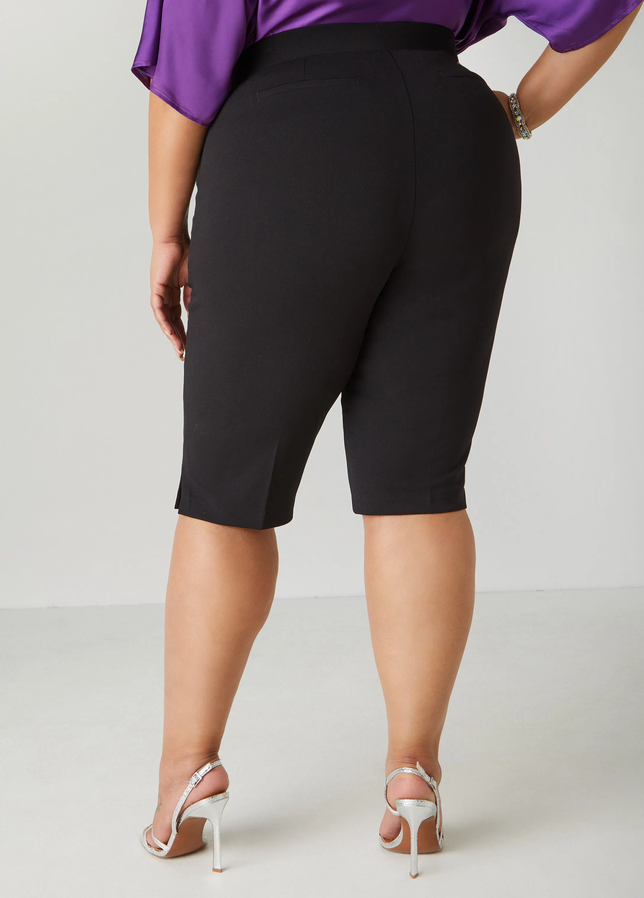 Pintucked Crepe Shorts sold by Ashley Stewart product image thumbnail 3