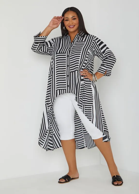 Hi Low Striped Shirt sold by Ashley Stewart