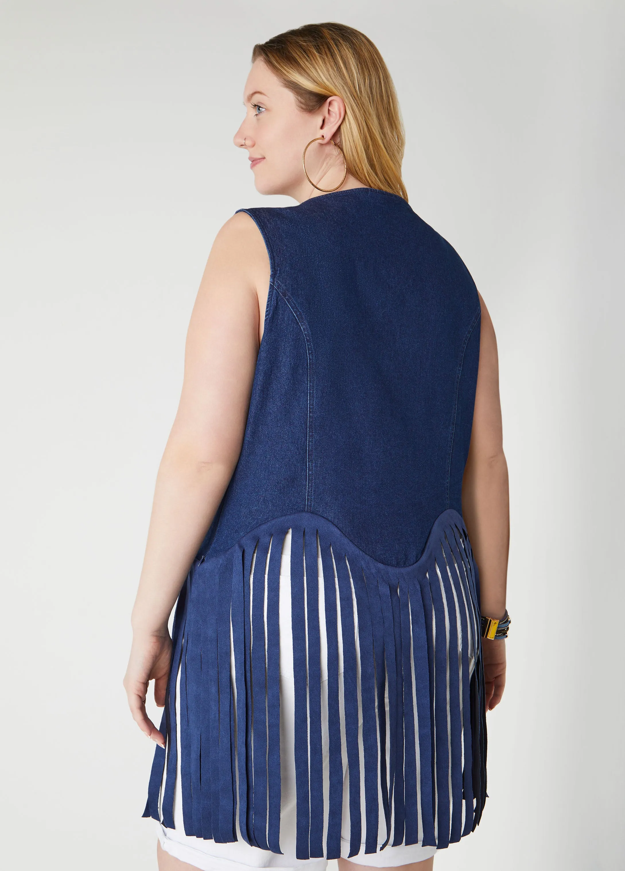 Fringed Denim Top sold by Ashley Stewart product image thumbnail 5