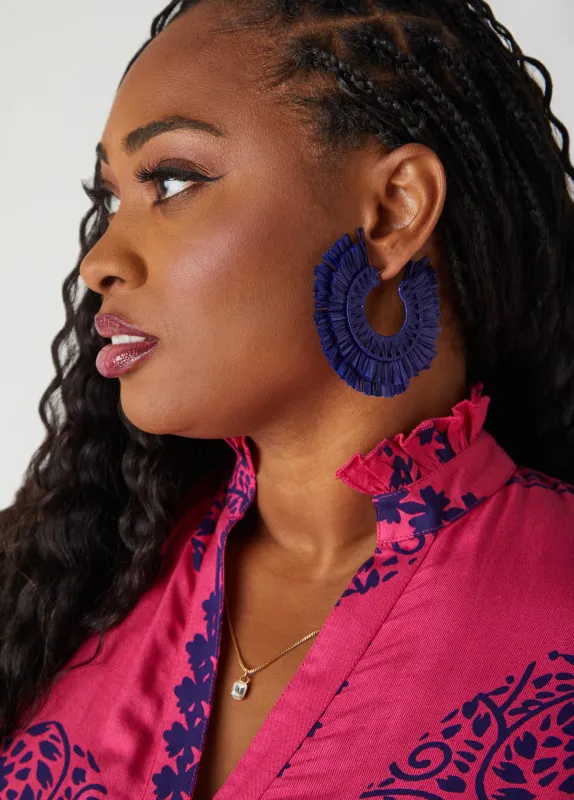 Raffia Hoop Earrings sold by Ashley Stewart