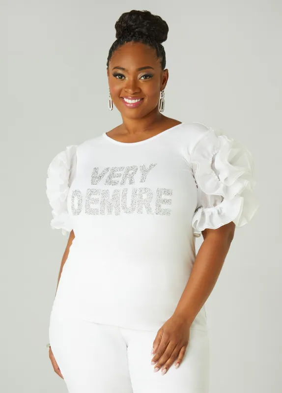 Very Demure Embellished Tee sold by Ashley Stewart