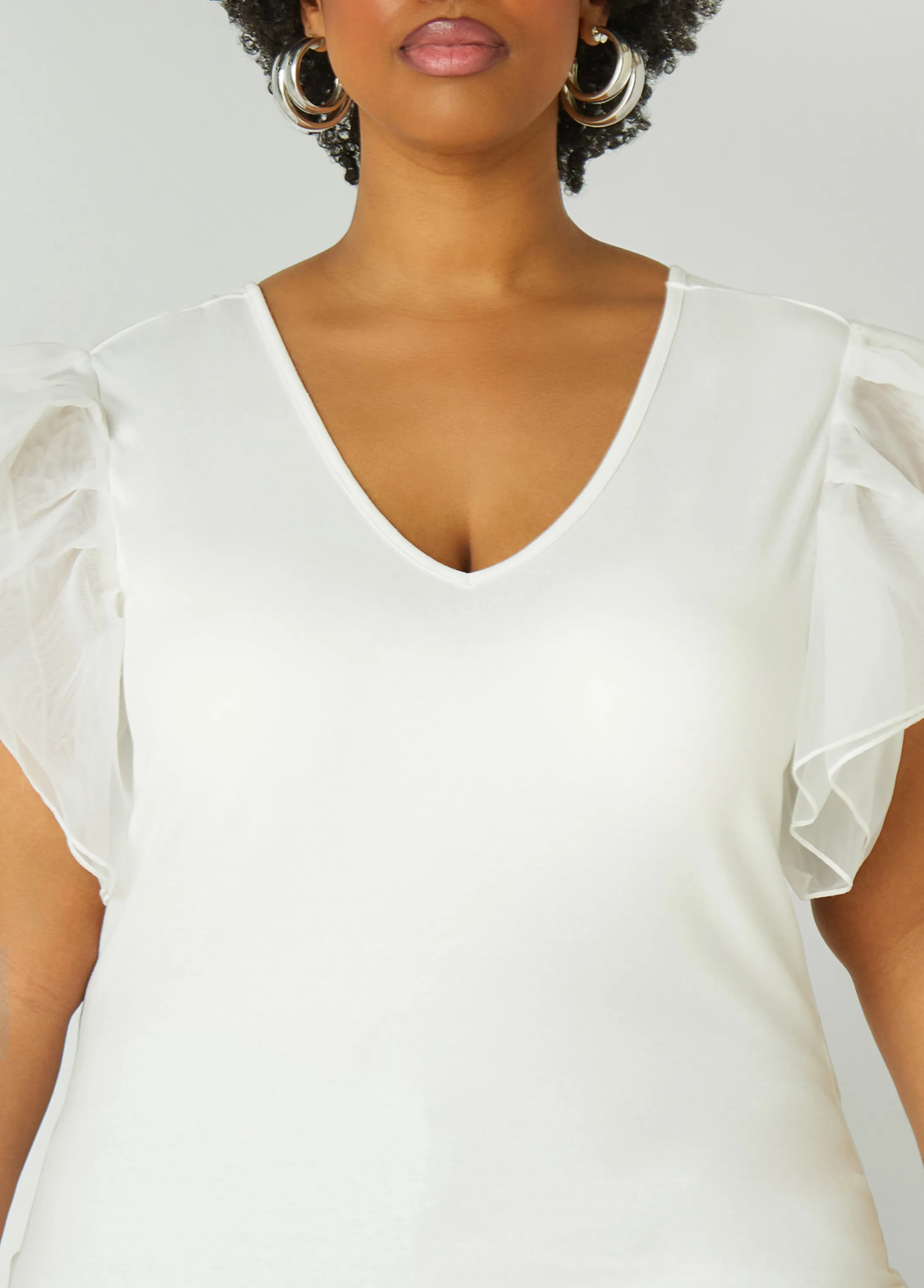 Organza Sleeve Paneled Tee sold by Ashley Stewart product image thumbnail 4