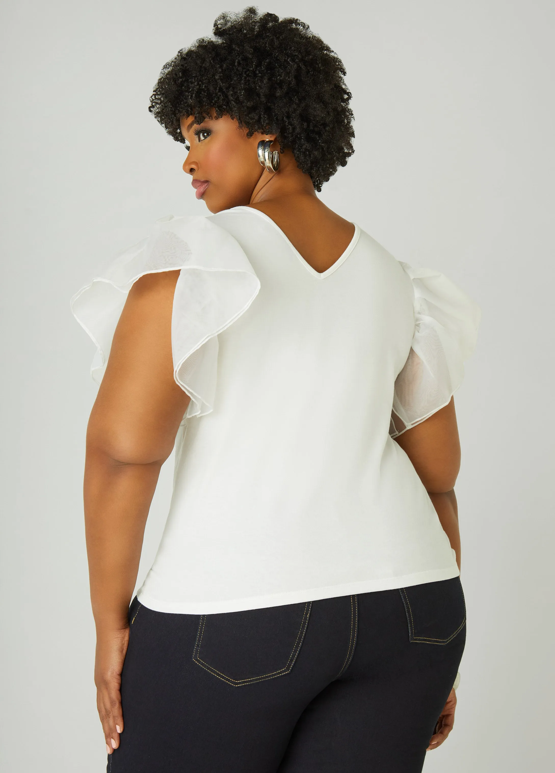 Organza Sleeve Paneled Tee sold by Ashley Stewart product image thumbnail 2