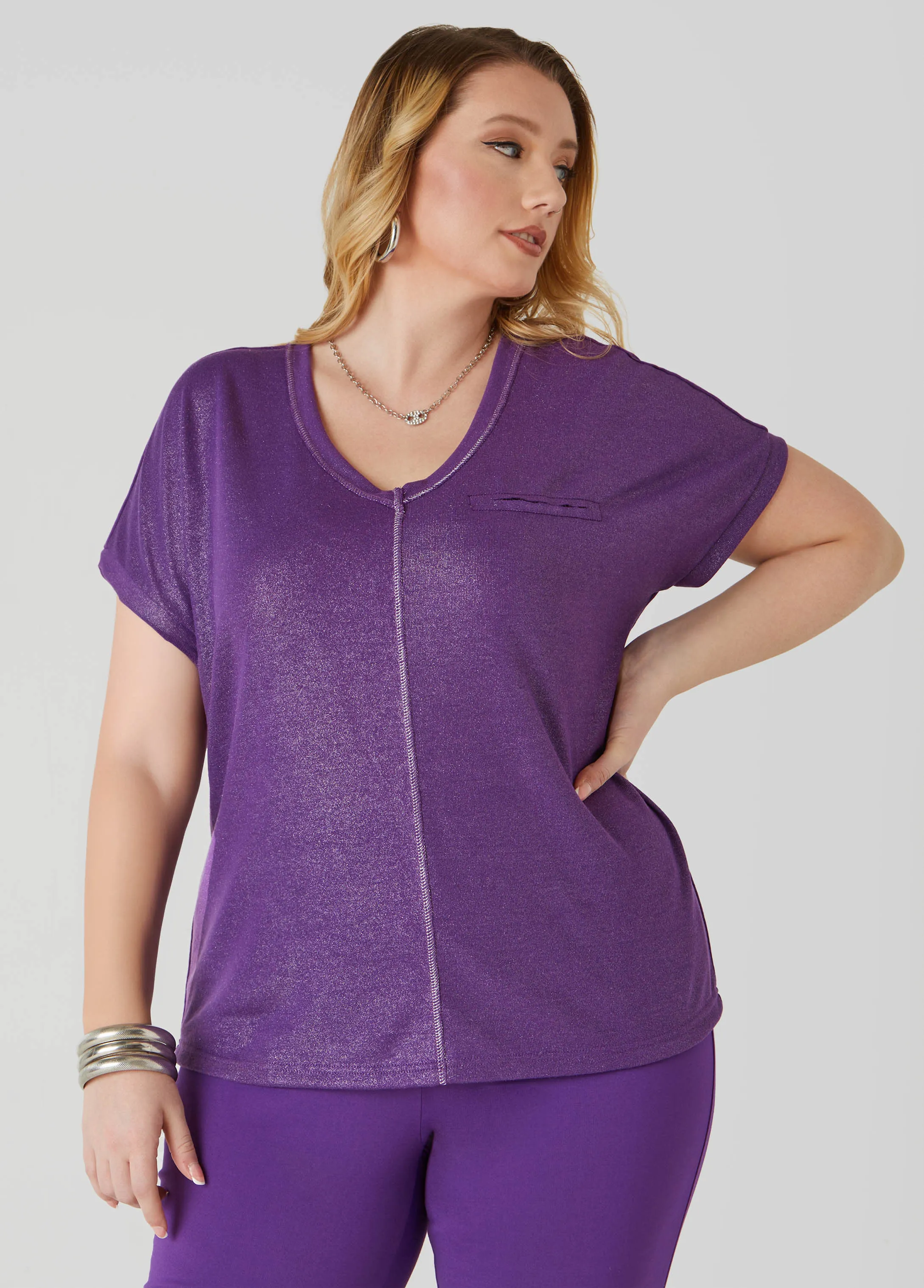 Sequined Metallic Jersey Tee sold by Ashley Stewart