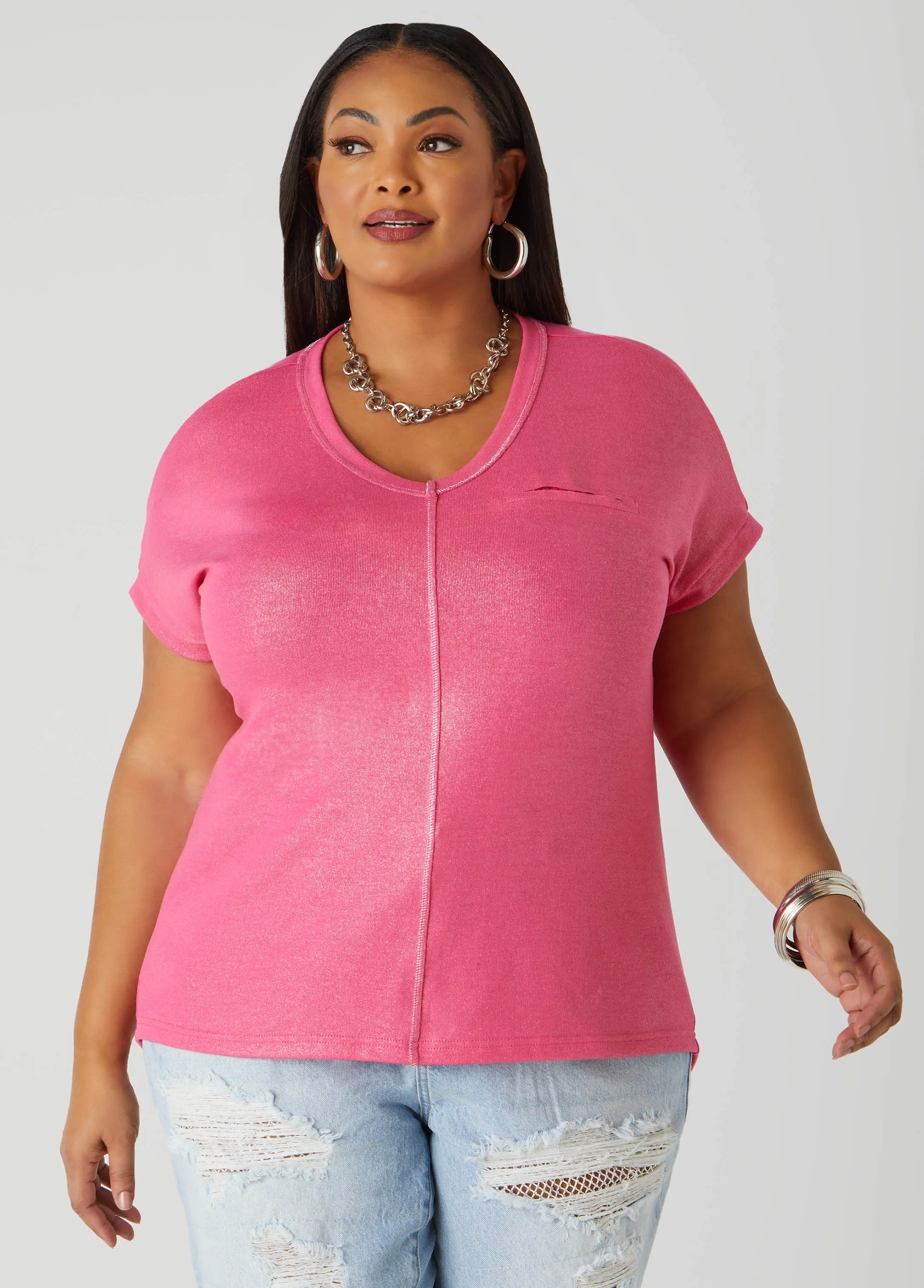 Sequined Metallic Jersey Tee sold by Ashley Stewart product image thumbnail 5