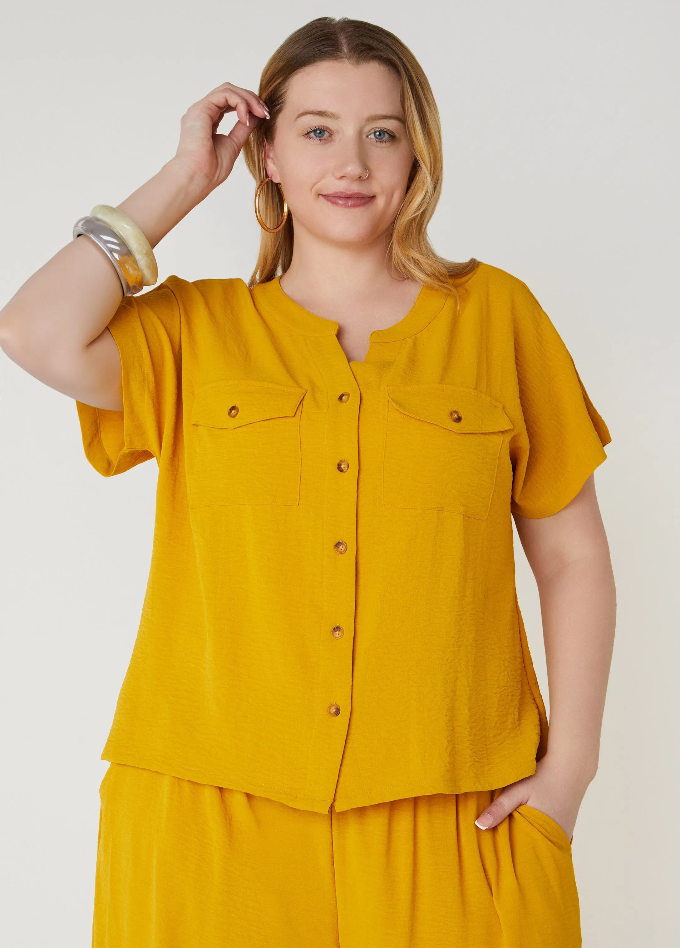 Textured Cargo Shirt sold by Ashley Stewart product image thumbnail 5