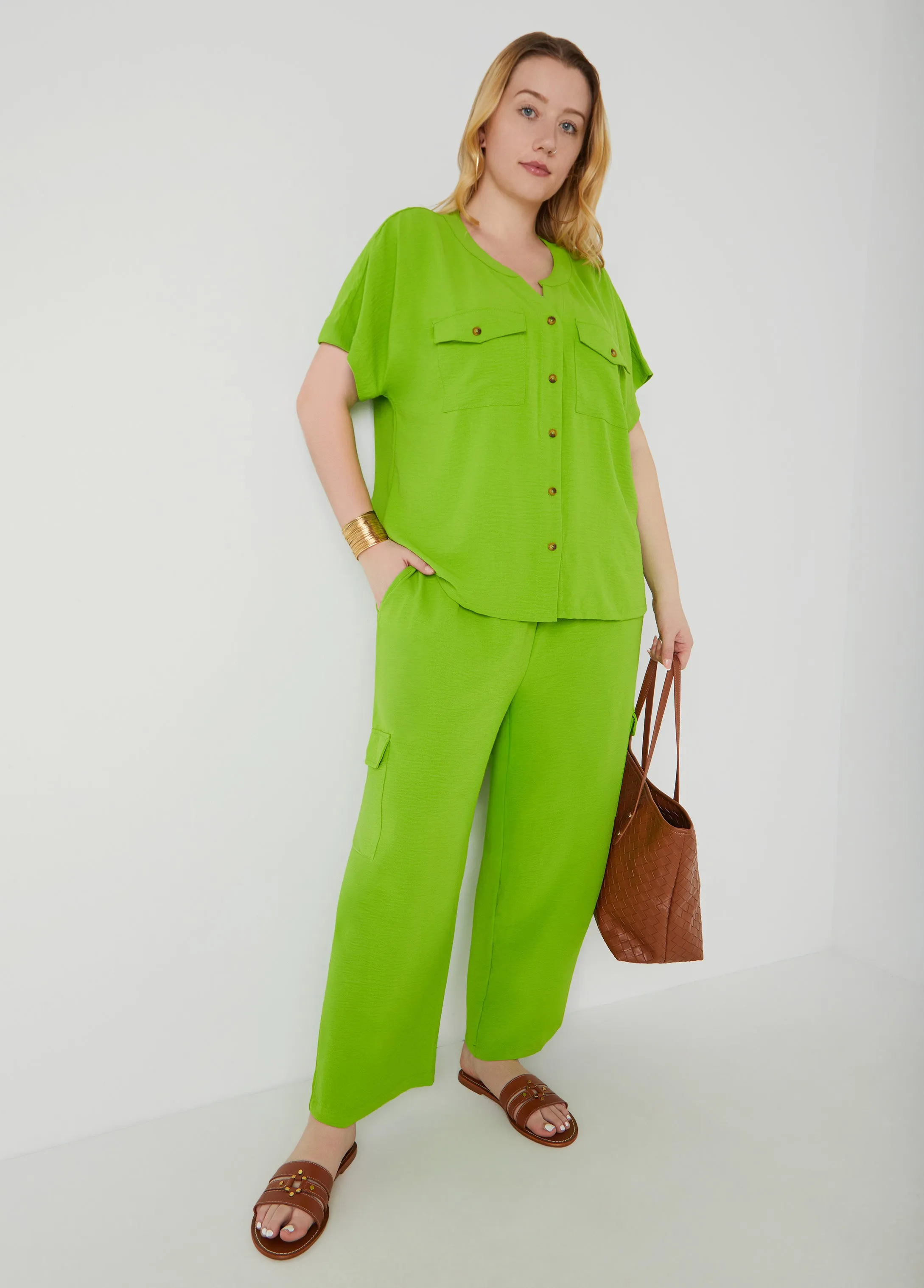 Textured Cargo Shirt sold by Ashley Stewart product image thumbnail 3