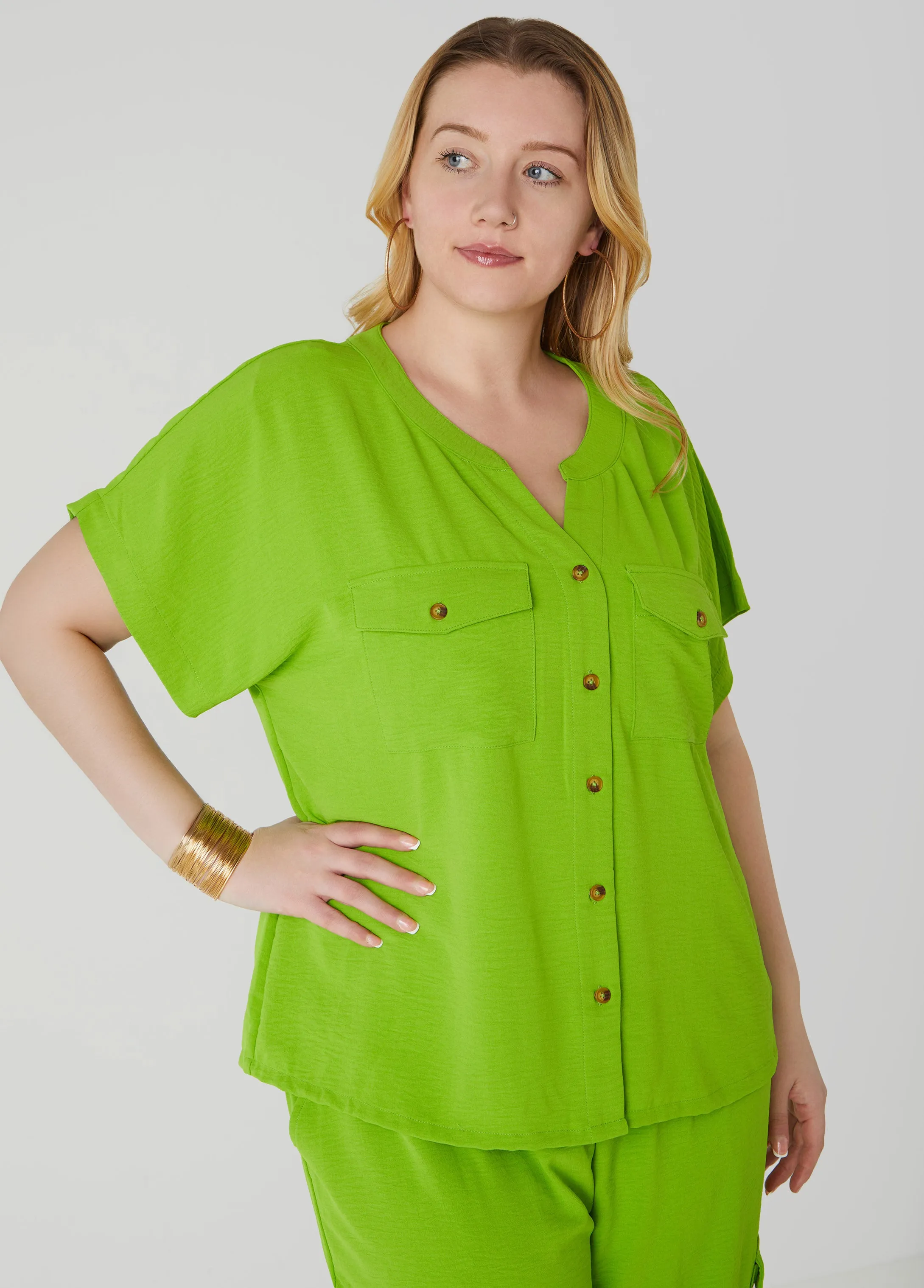 Textured Cargo Shirt sold by Ashley Stewart