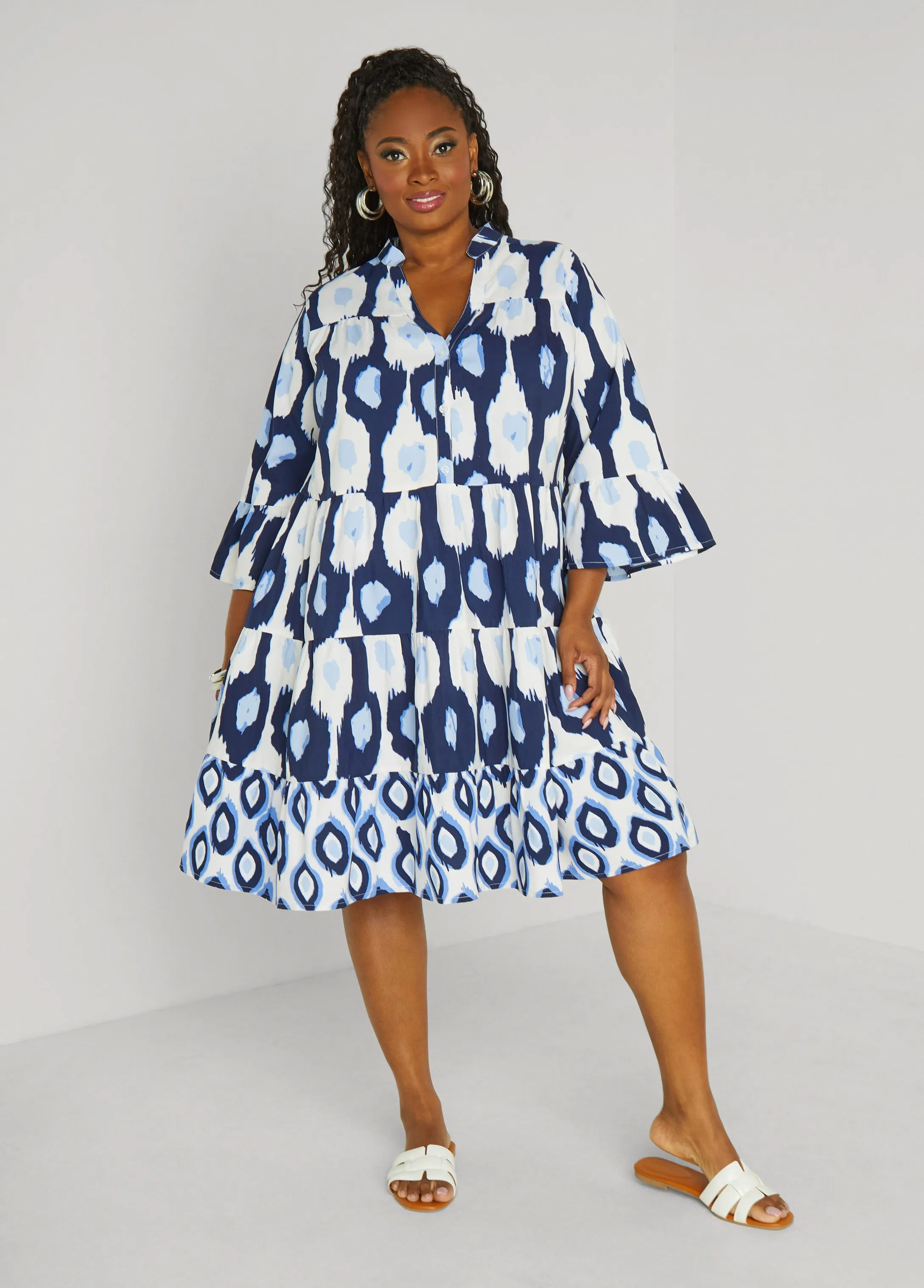 Flounced Ikat Print Dress sold by Ashley Stewart product image thumbnail 3
