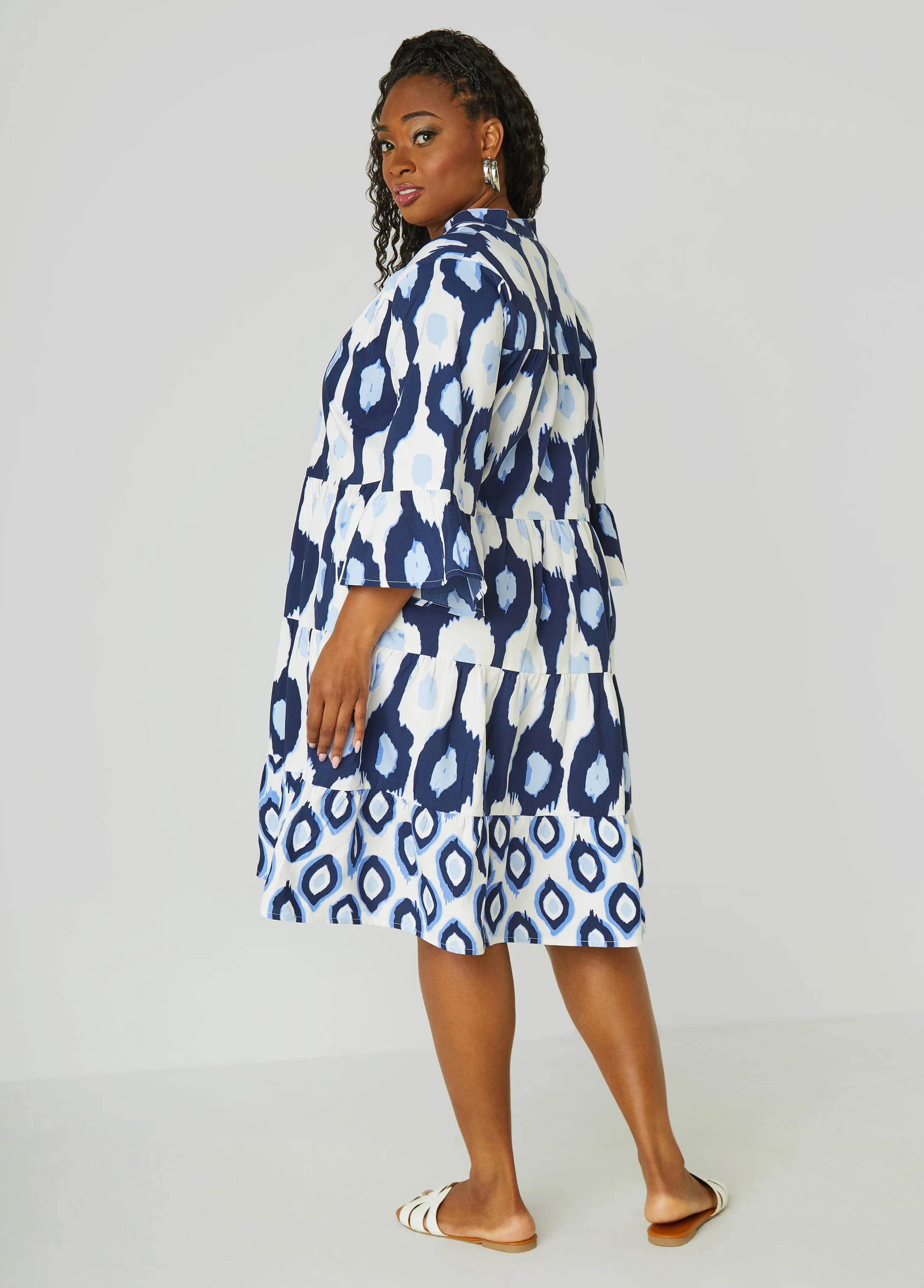 Flounced Ikat Print Dress sold by Ashley Stewart product image thumbnail 2