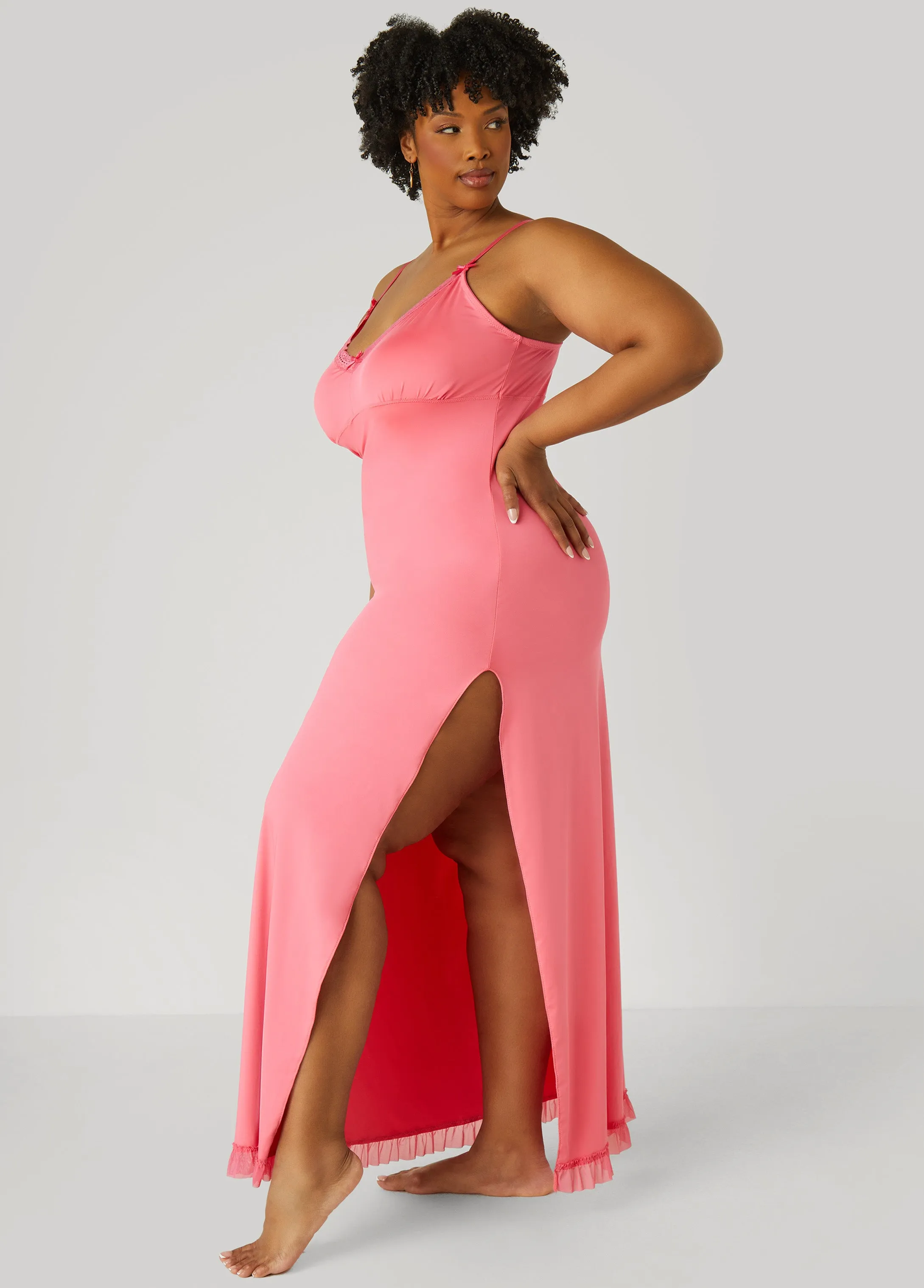 Lace And Mesh Trimmed Nightgown sold by Ashley Stewart product image thumbnail 3