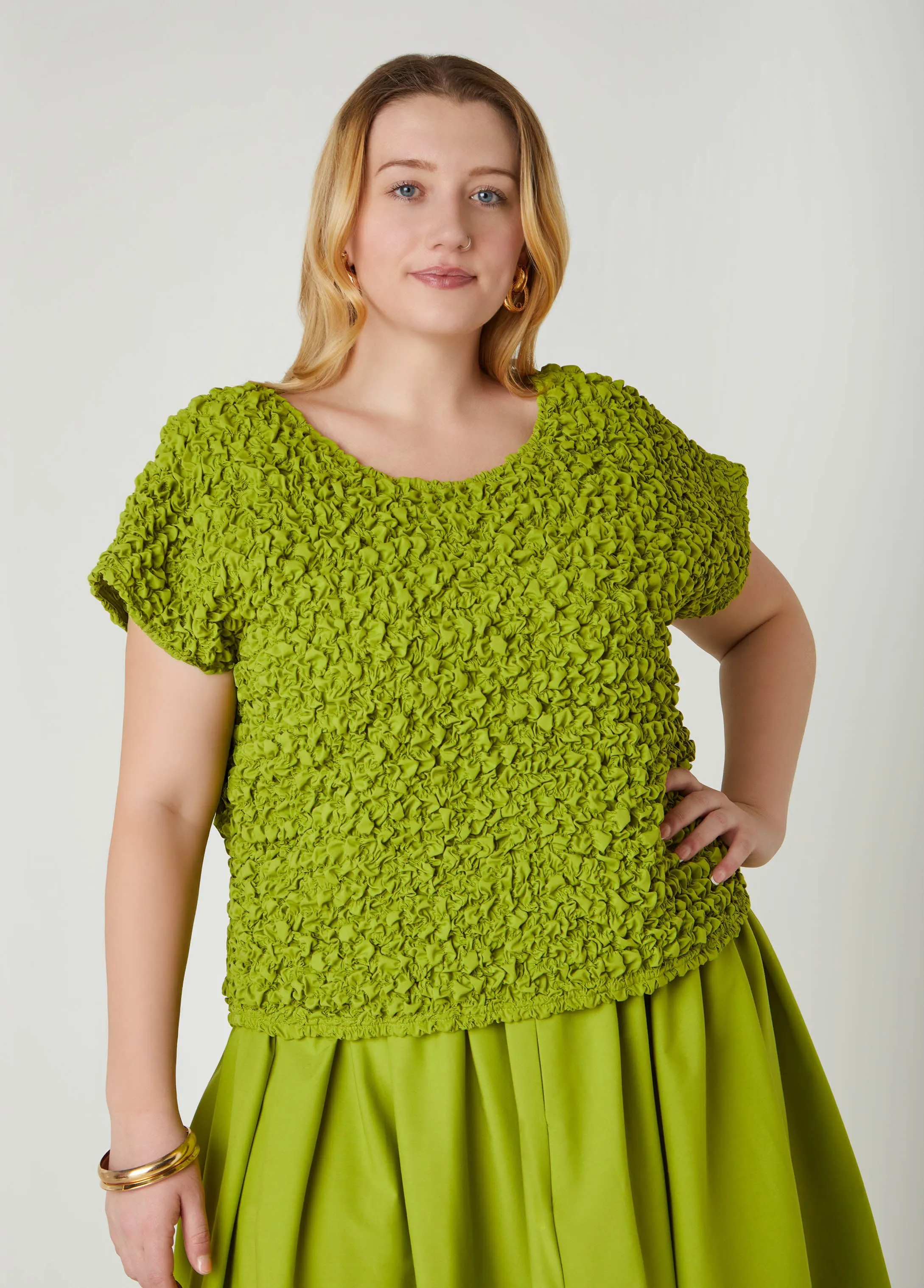 Puckered Poplin Top sold by Ashley Stewart product image thumbnail 5