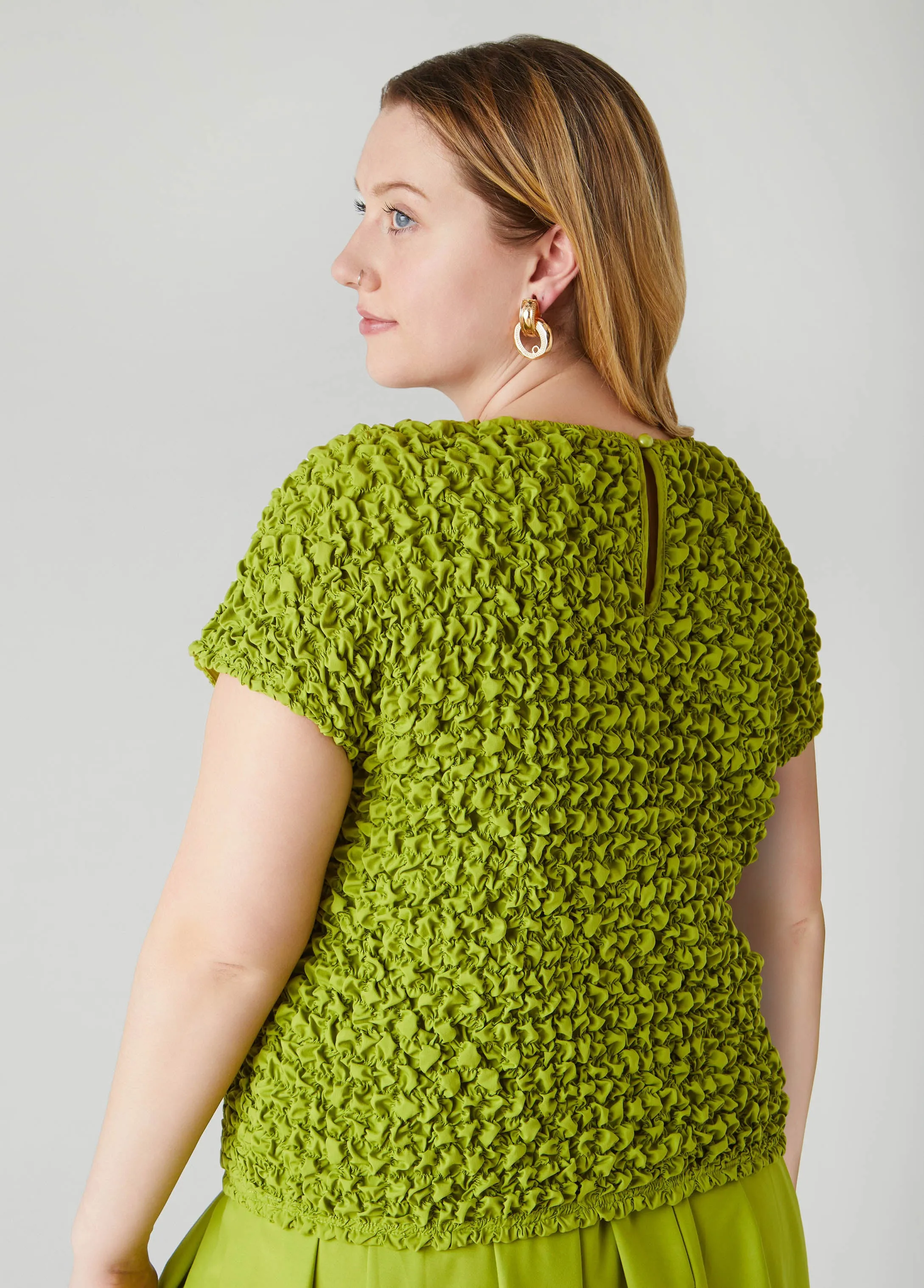 Puckered Poplin Top sold by Ashley Stewart product image thumbnail 2