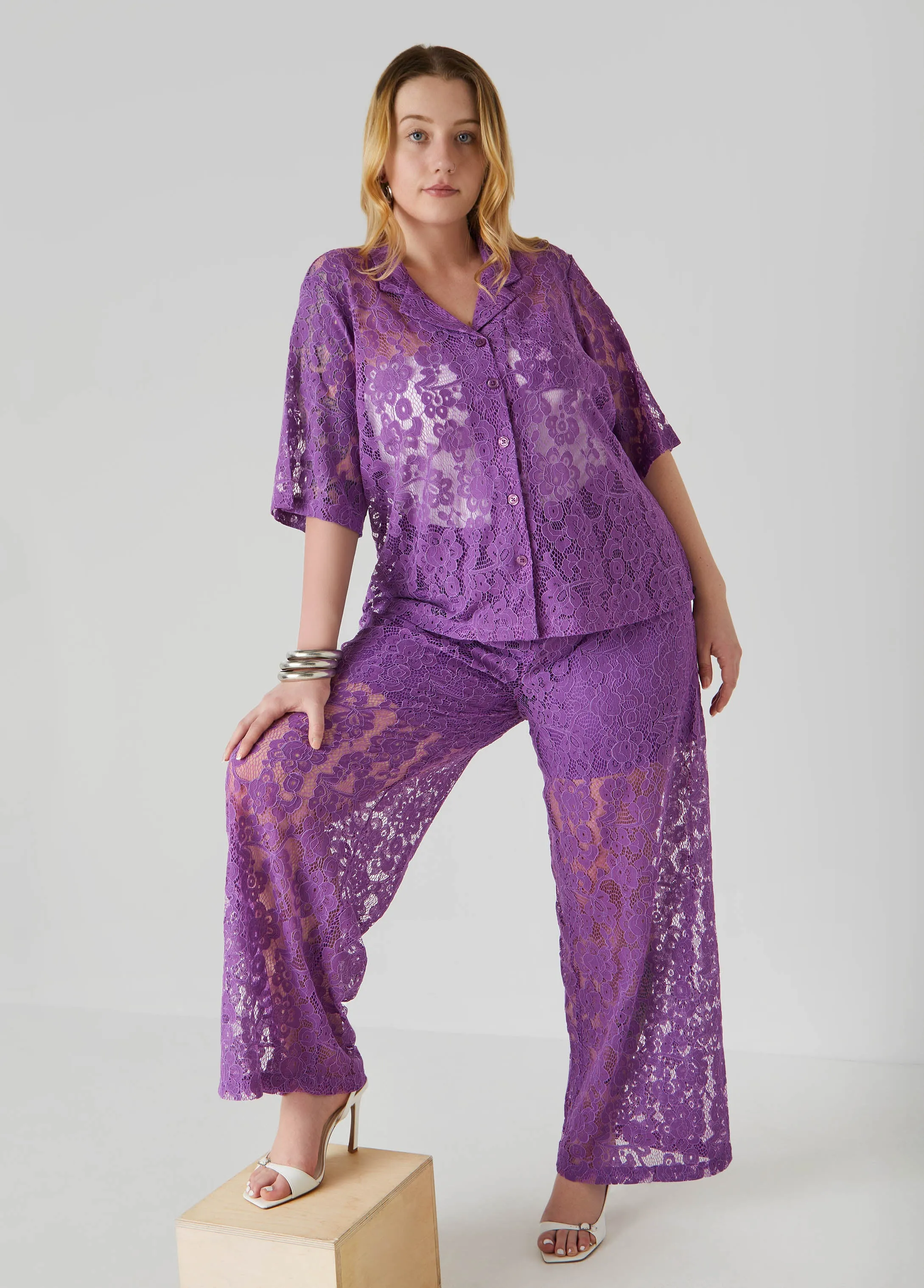 Corded Lace Straight Leg Pants sold by Ashley Stewart product image thumbnail 3