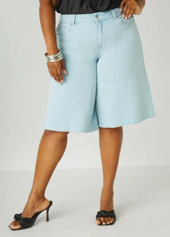 Wide Leg Denim Shorts sold by Ashley Stewart