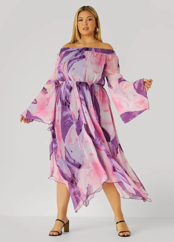 Off The Shoulder Watercolor Dress sold by Ashley Stewart