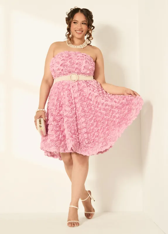 Strapless Rosette A Line Dress sold by Ashley Stewart