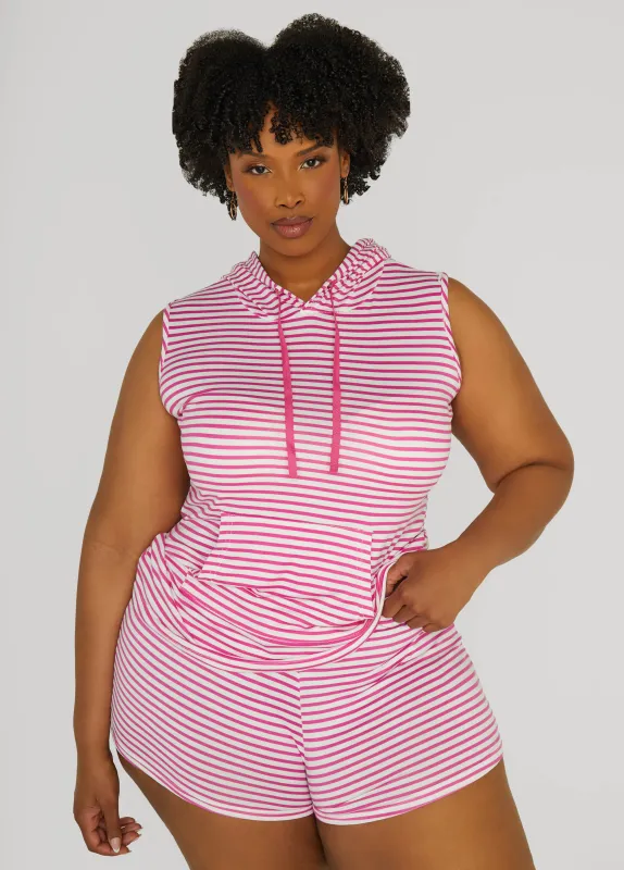 Emme Jordan Striped Shorts Set sold by Ashley Stewart