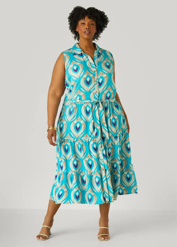 Flounced Printed Shirtdress sold by Ashley Stewart
