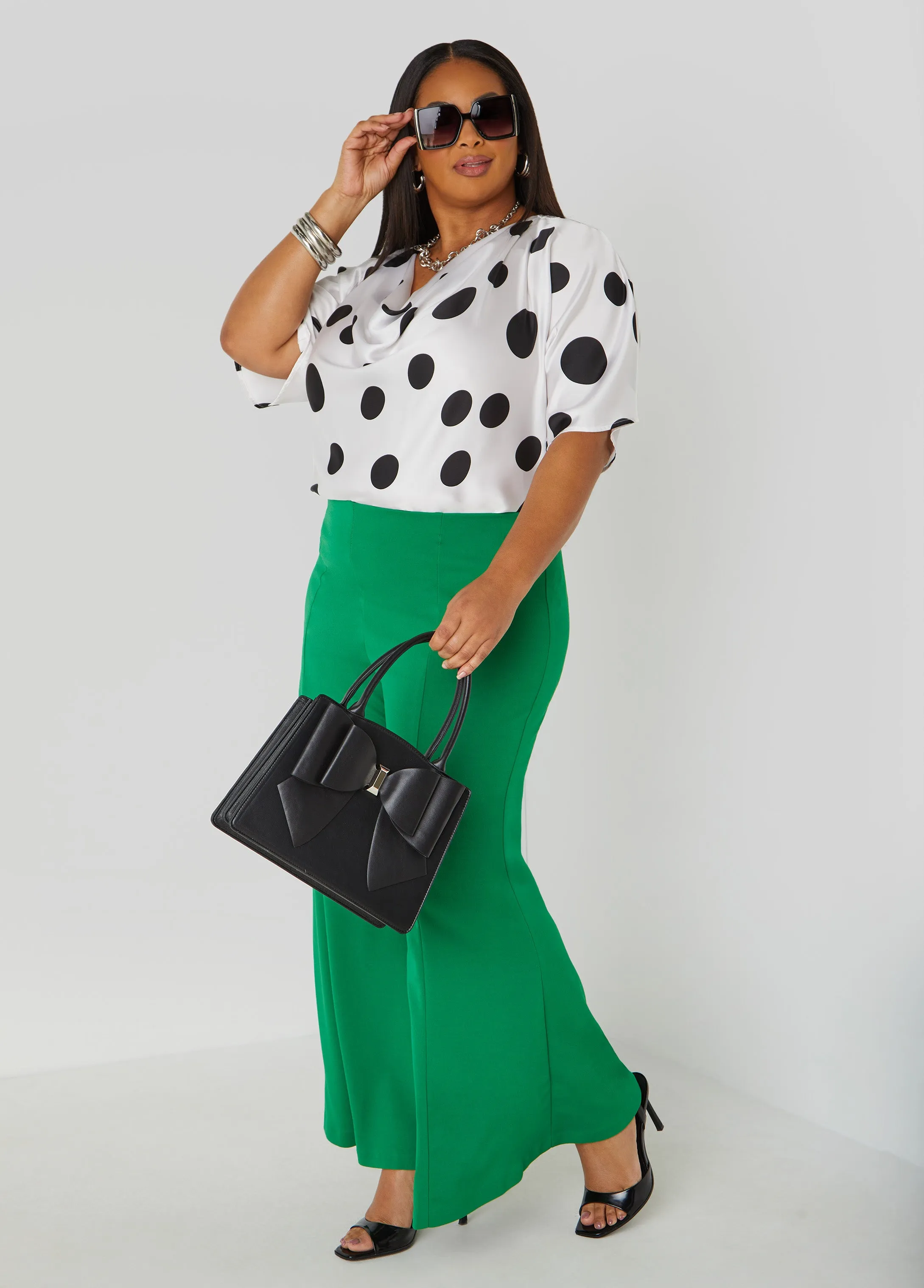 Cowl Neck Polka Dot Blouse sold by Ashley Stewart product image thumbnail 4