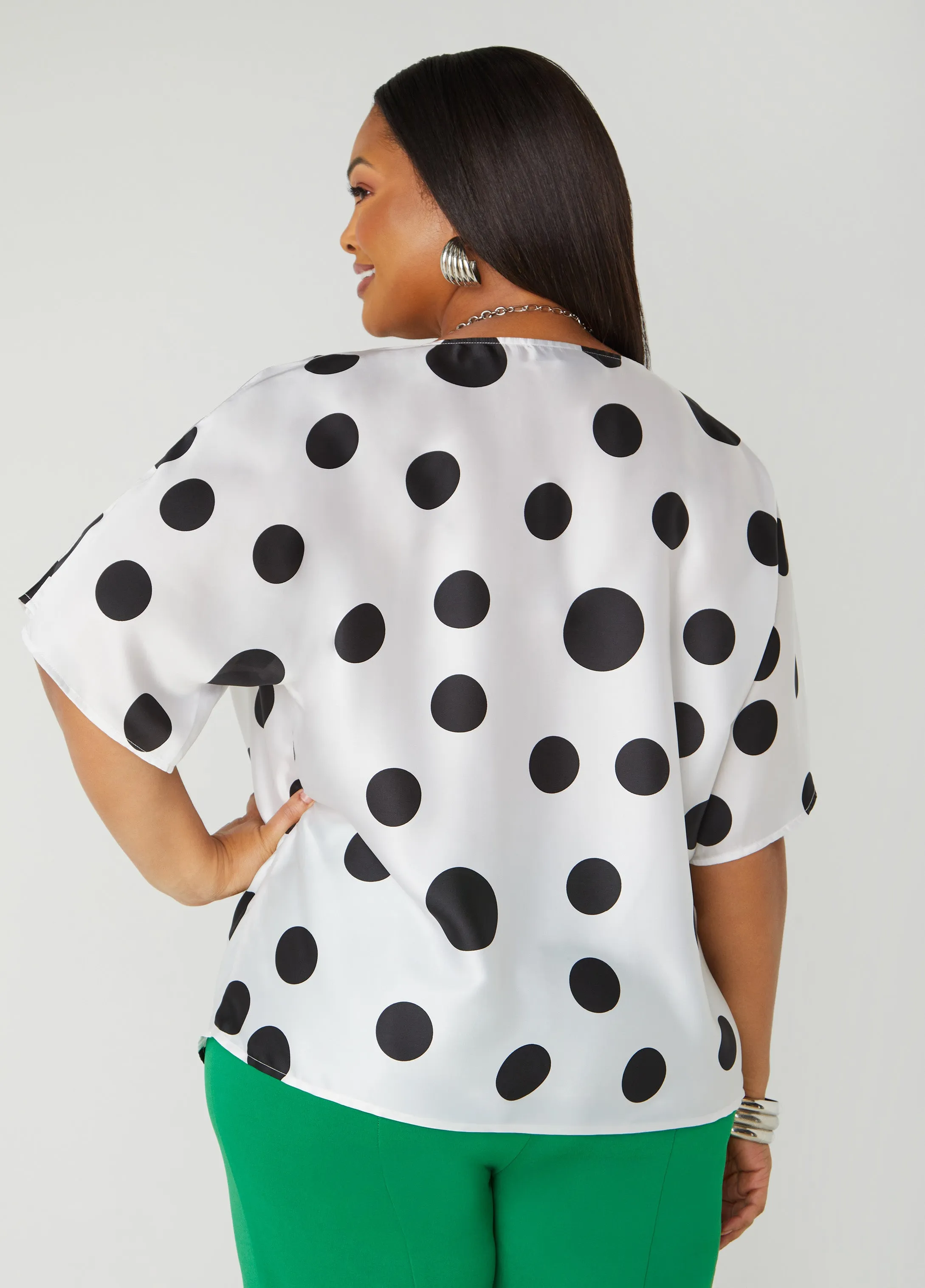 Cowl Neck Polka Dot Blouse sold by Ashley Stewart product image thumbnail 2