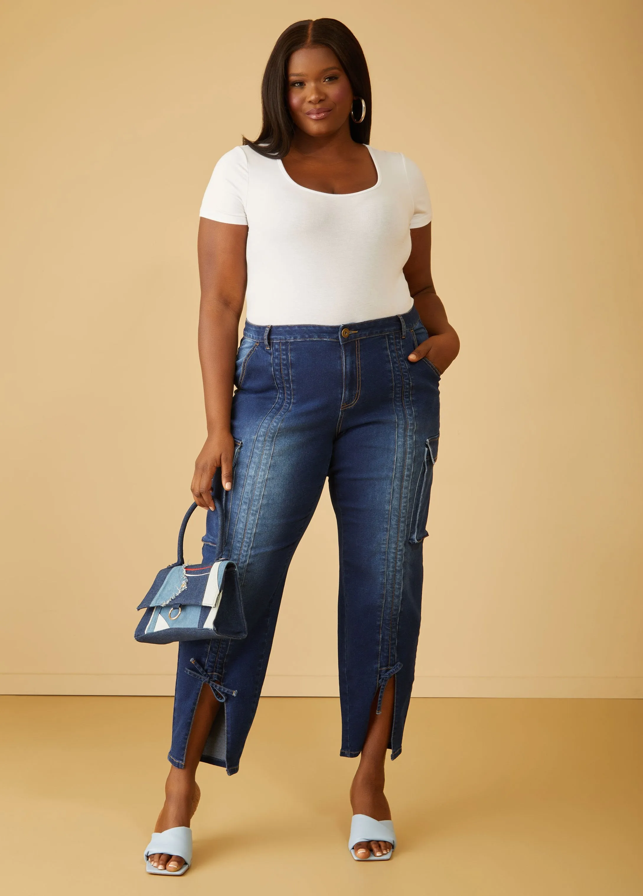 Split Front Cargo Jeans sold by Ashley Stewart product image thumbnail 4