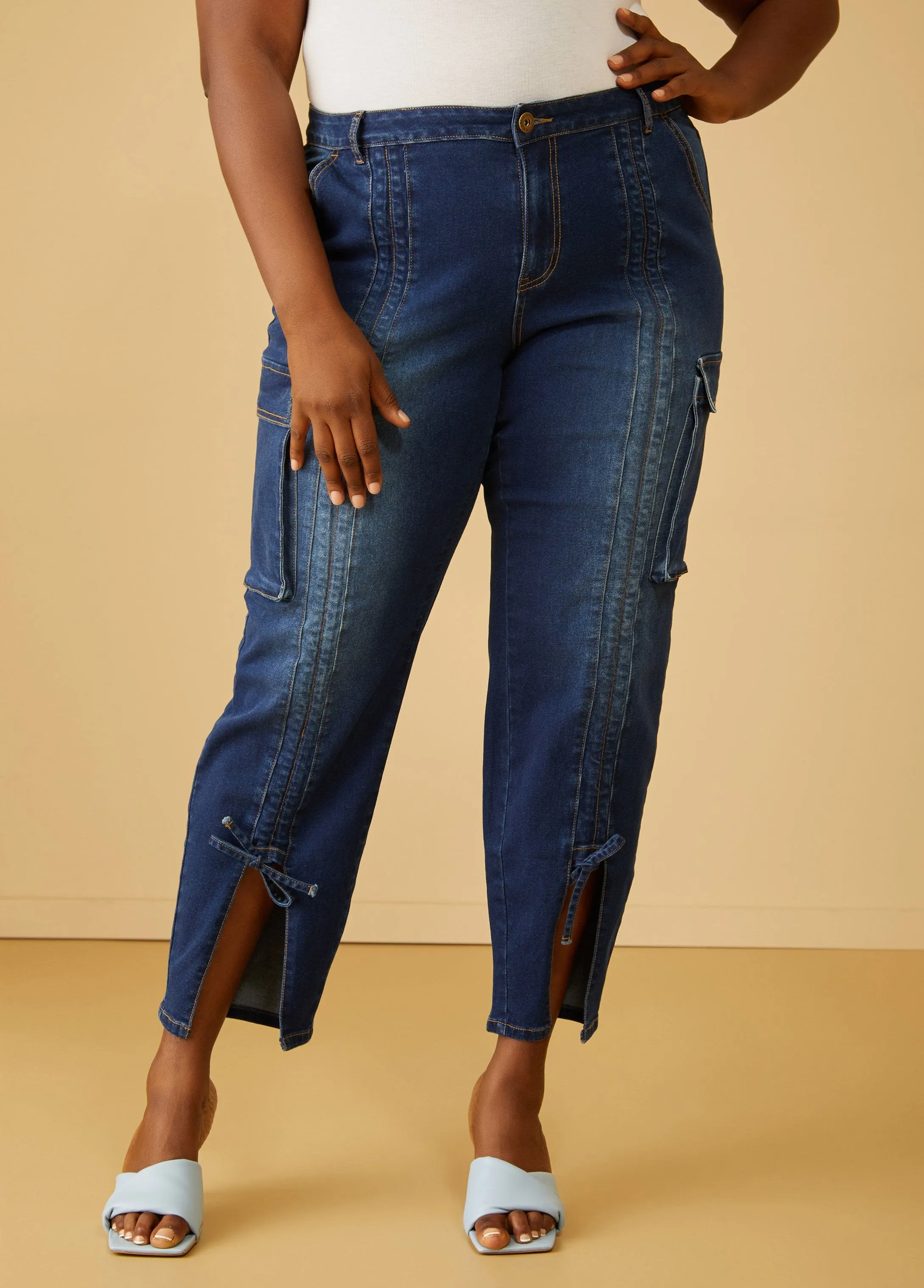 Split Front Cargo Jeans sold by Ashley Stewart