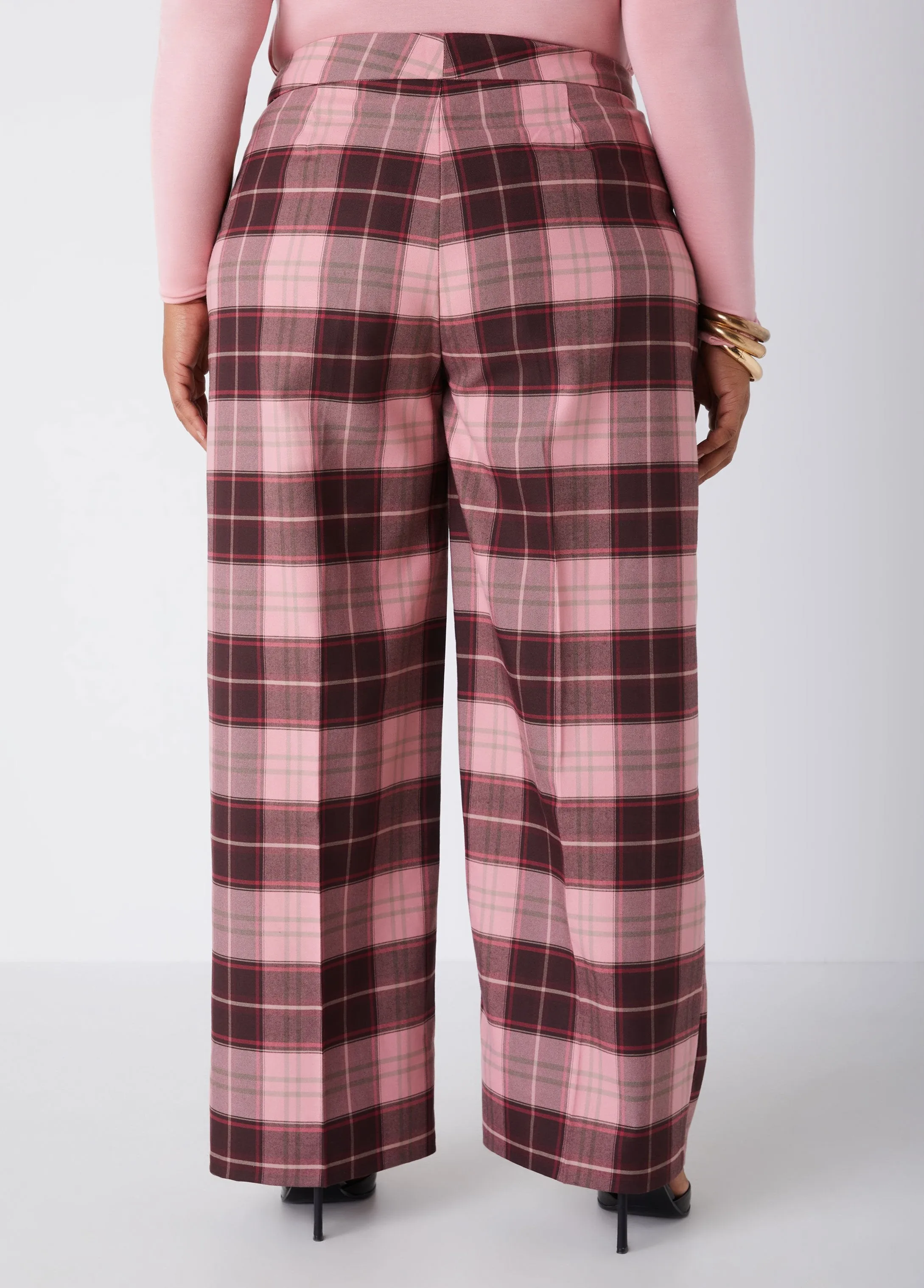 High Rise Plaid Wide Leg Pants sold by Ashley Stewart product image thumbnail 2