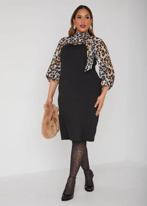 Leopard Paneled Sheath Dress sold by Ashley Stewart