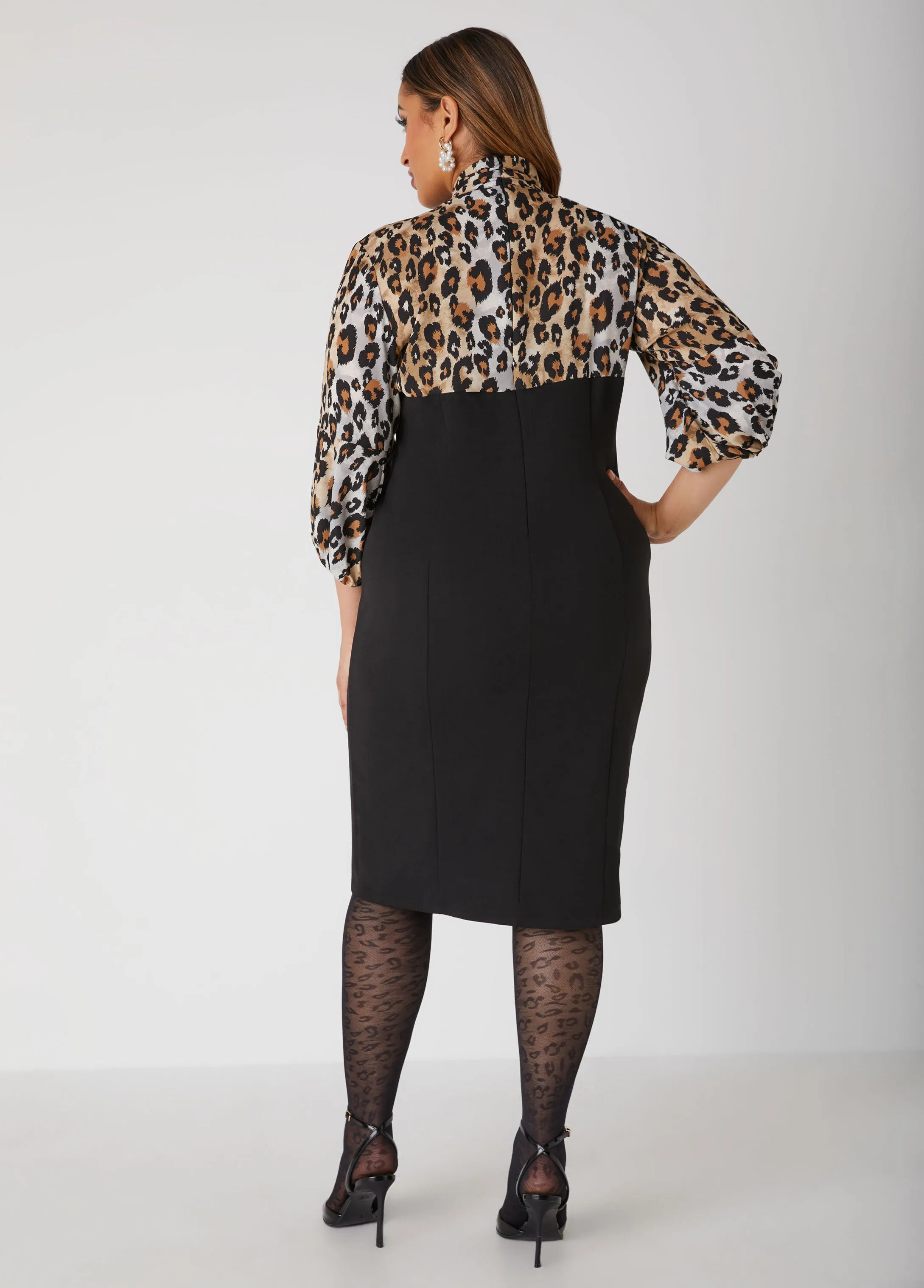 Leopard Paneled Sheath Dress sold by Ashley Stewart product image thumbnail 2