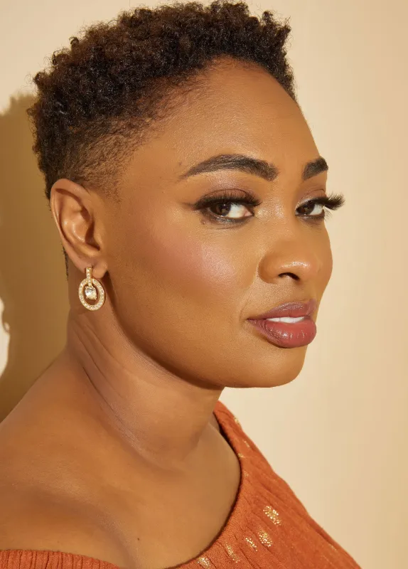 Halo Crystal Gold Tone Earrings sold by Ashley Stewart