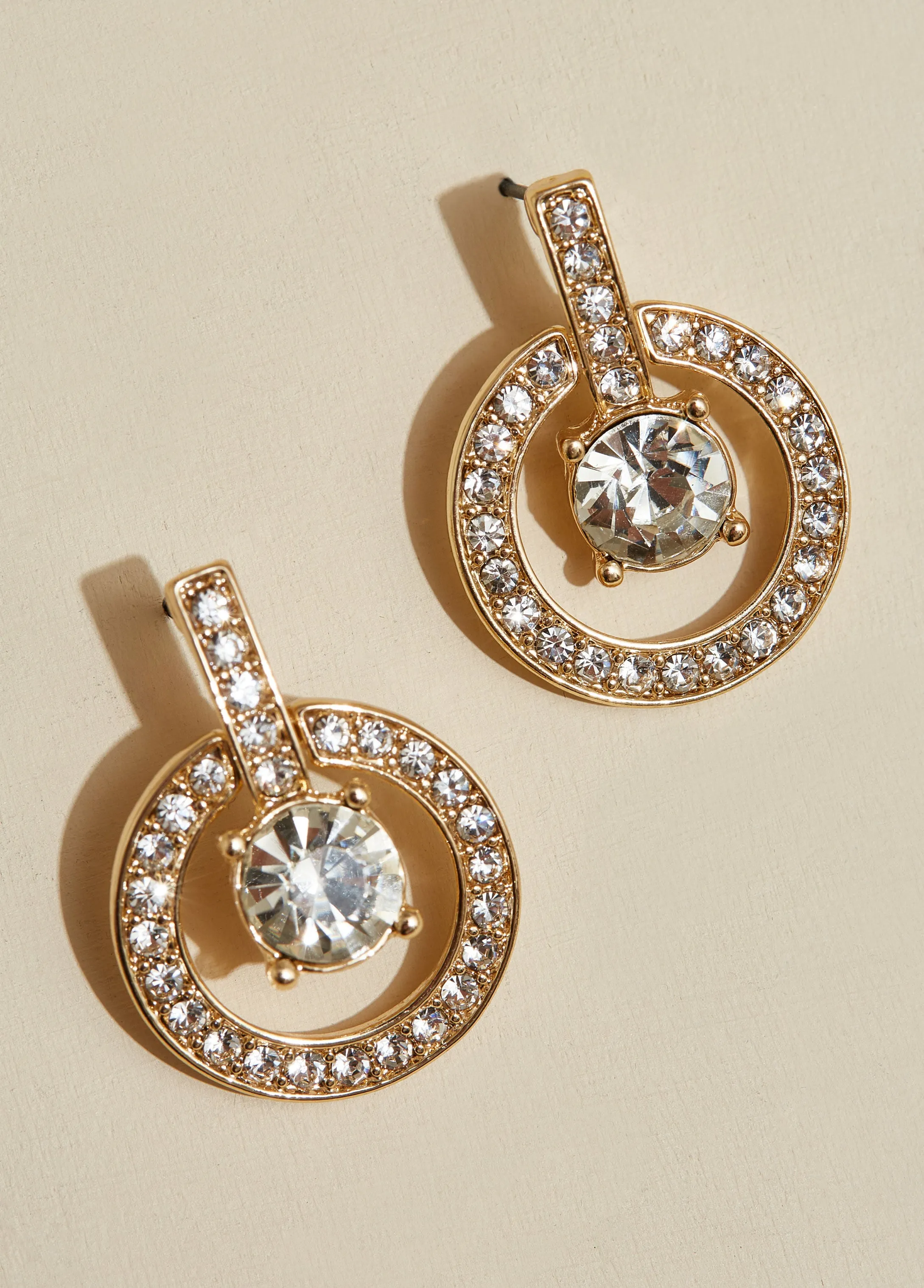 Halo Crystal Gold Tone Earrings sold by Ashley Stewart product image thumbnail 2