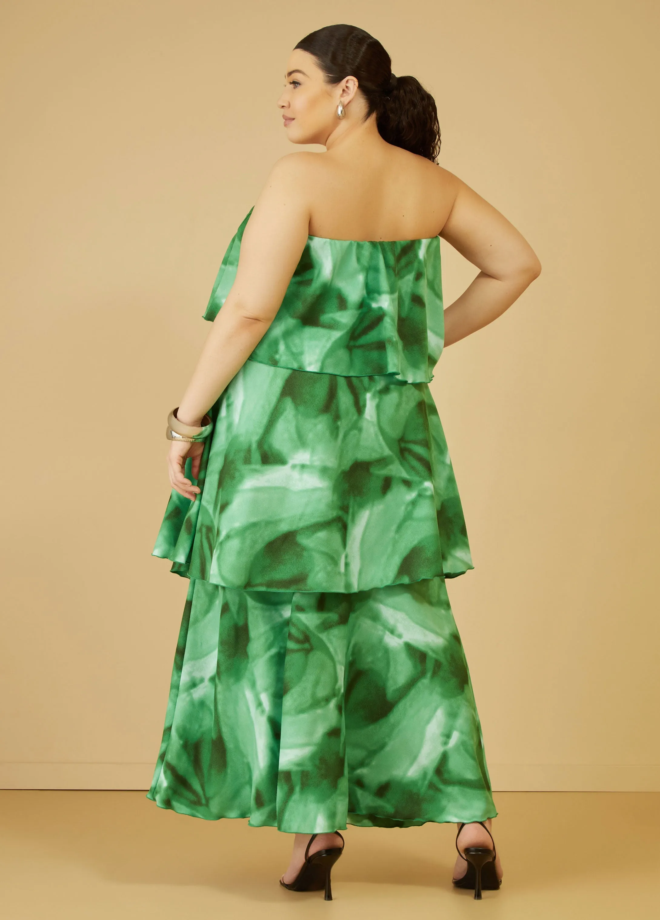 Strapless Watercolor Tiered Dress sold by Ashley Stewart product image thumbnail 2