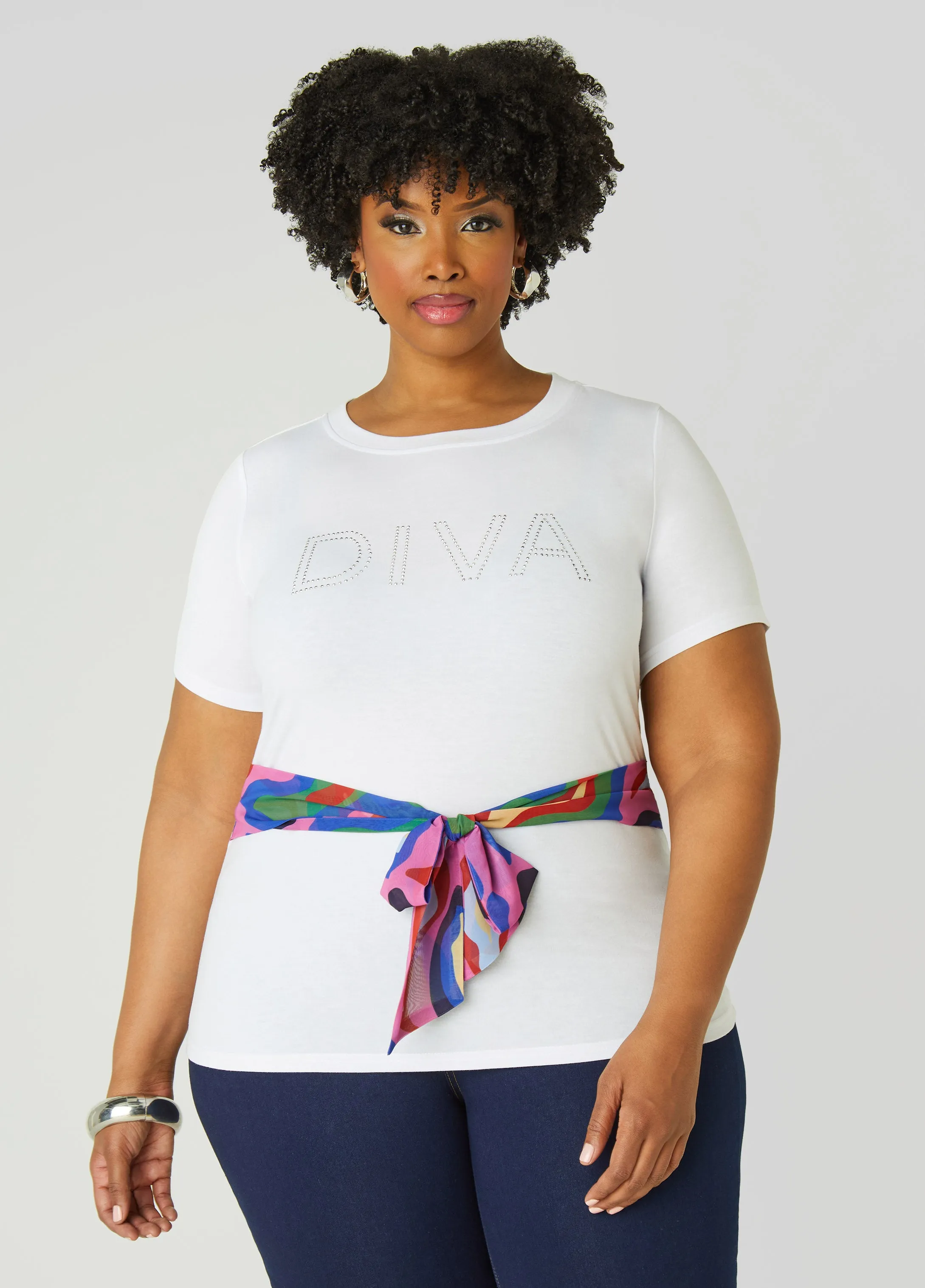 Belted Diva Jersey Tee sold by Ashley Stewart