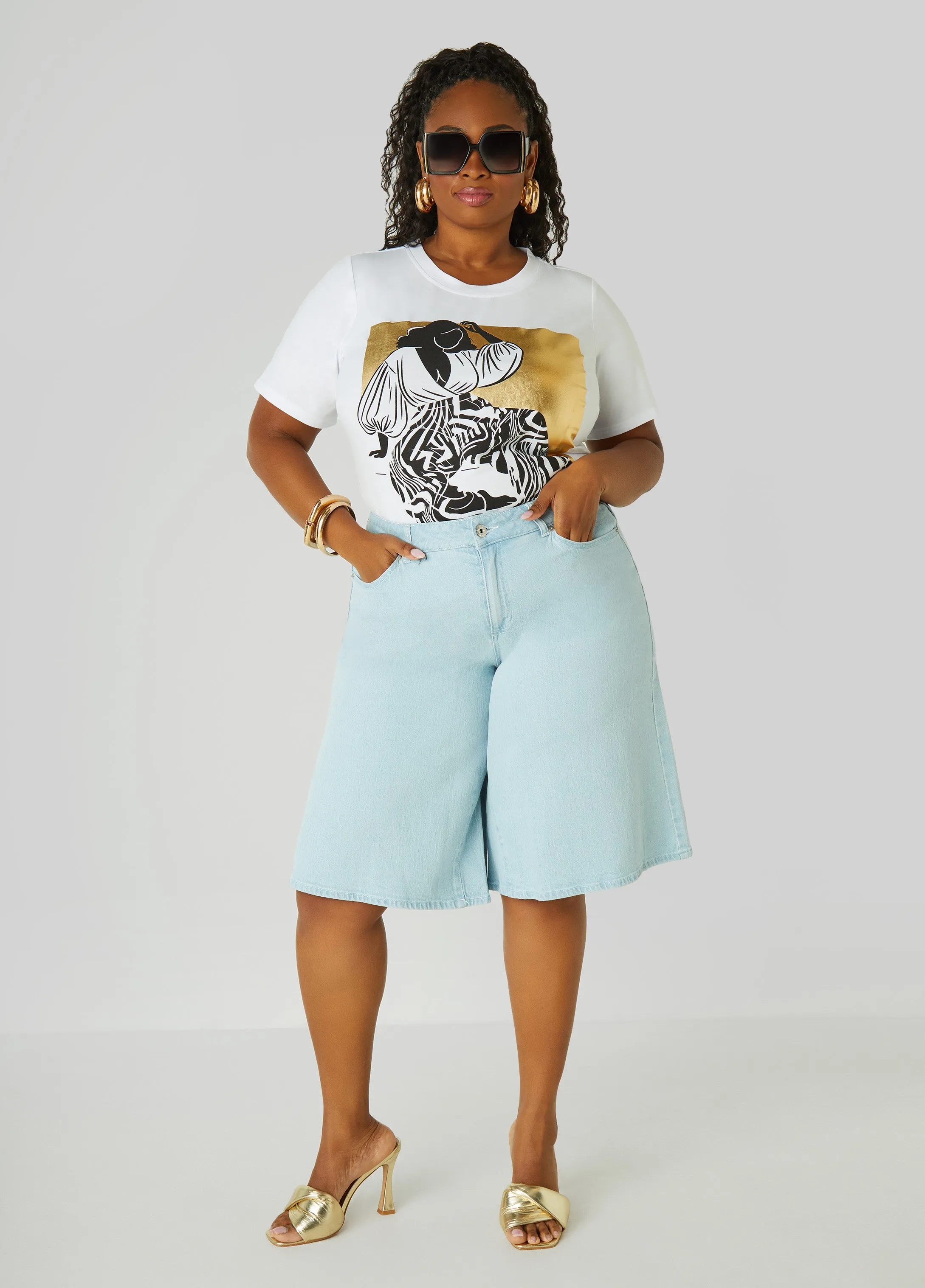 Metallic Graphic Jersey Tee sold by Ashley Stewart product image thumbnail 3