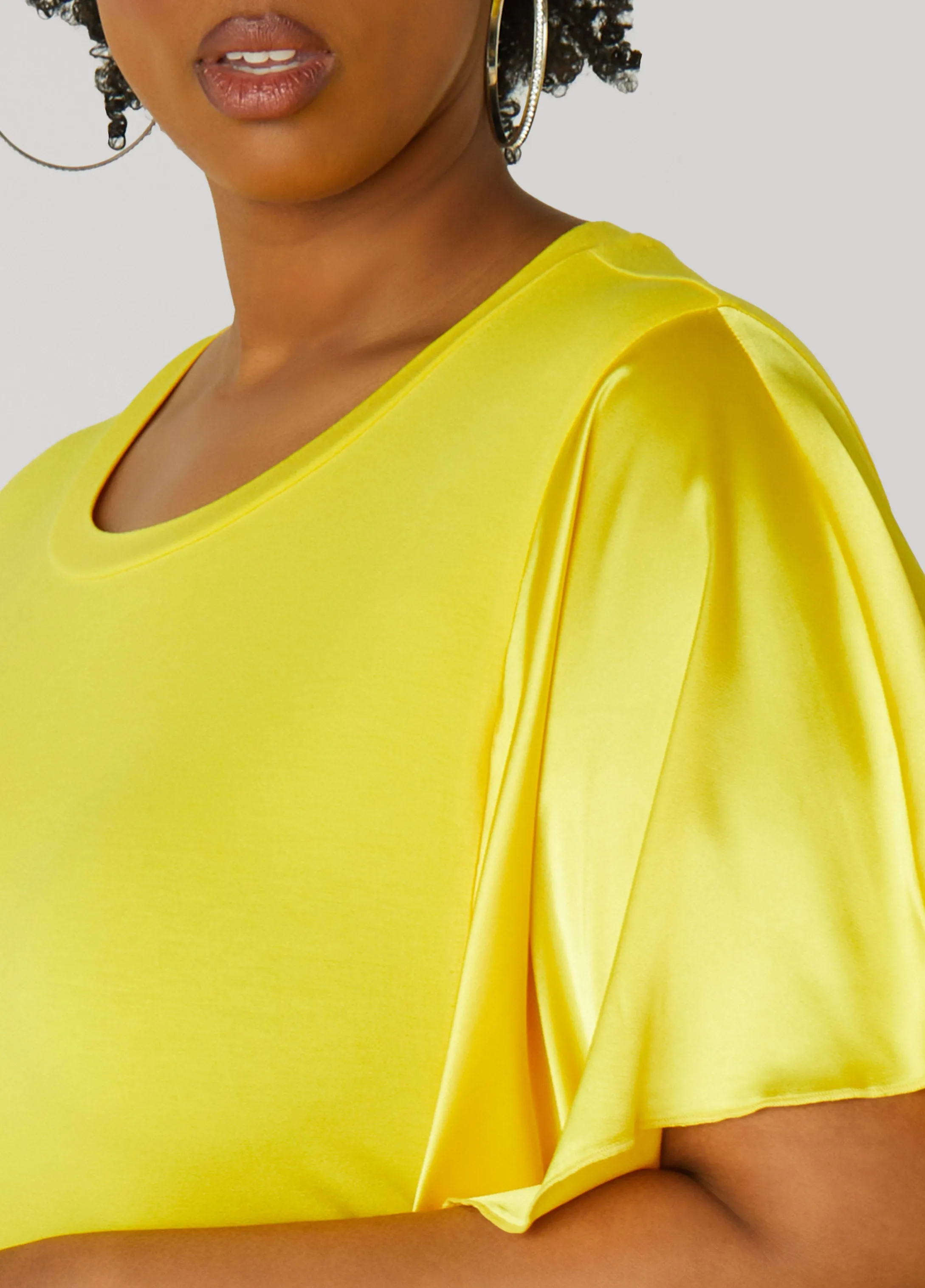 Satin Paneled Stretch Knit Tee sold by Ashley Stewart product image thumbnail 4