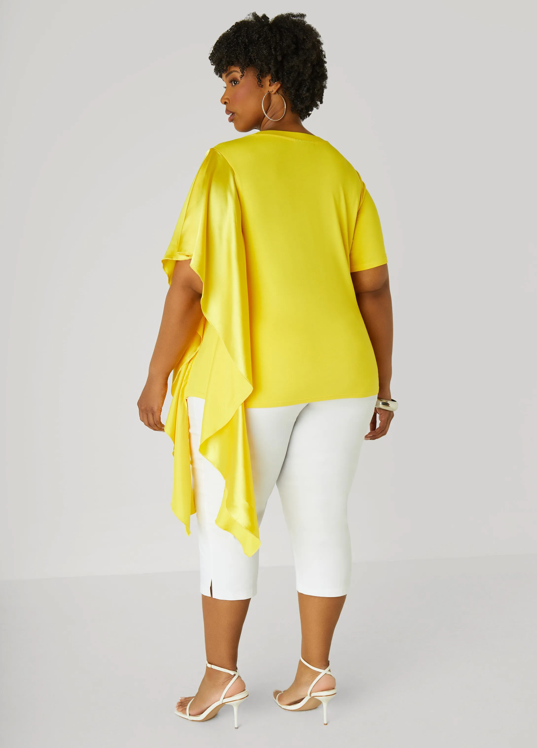 Satin Paneled Stretch Knit Tee sold by Ashley Stewart product image thumbnail 2