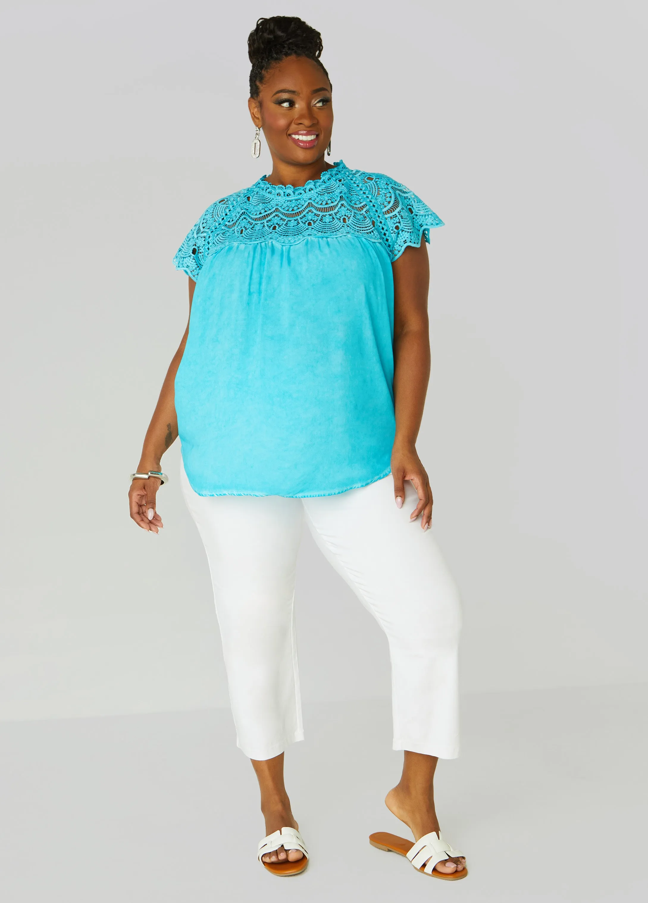 Crochet Paneled Blouse sold by Ashley Stewart product image thumbnail 3
