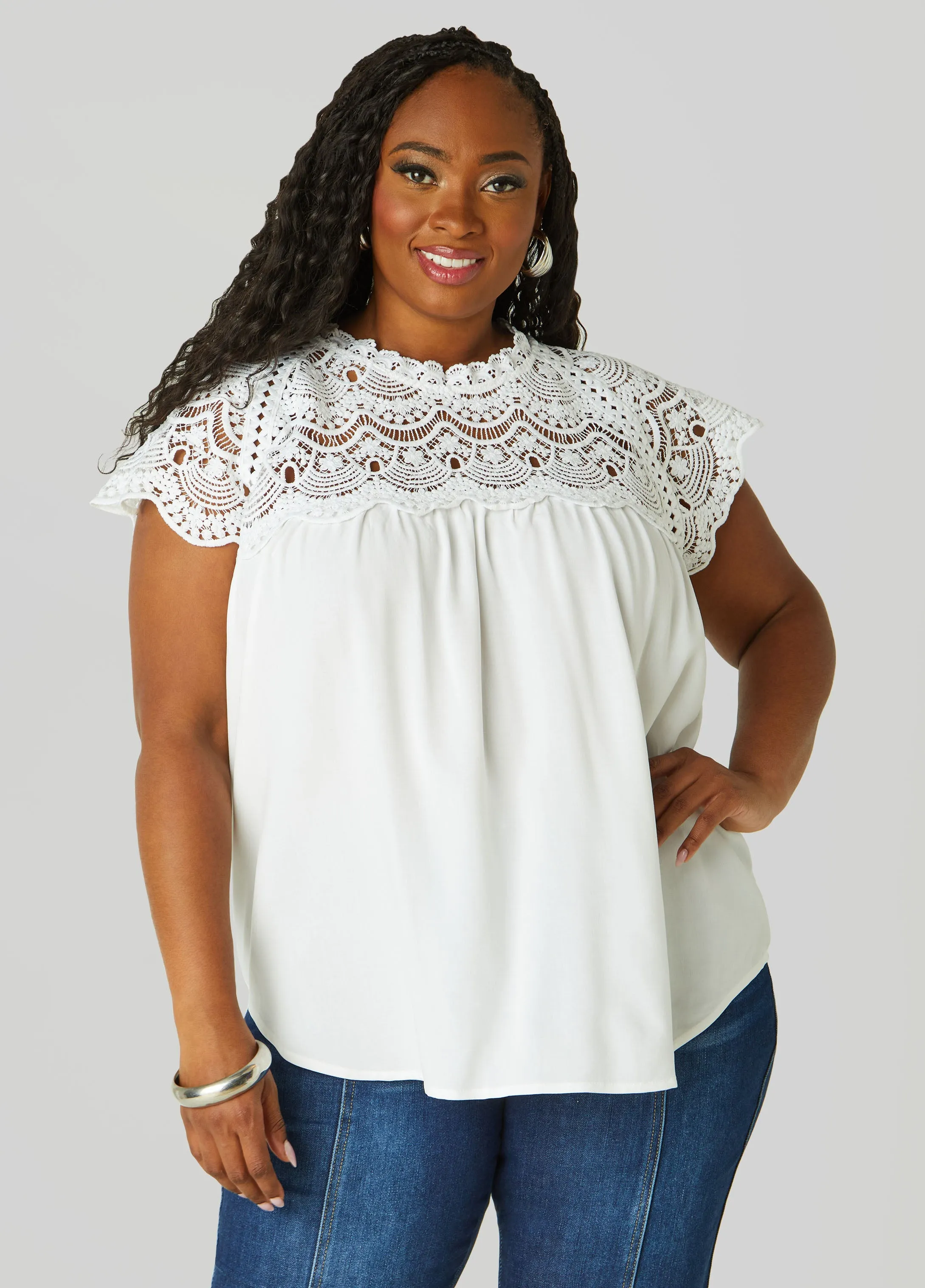 Crochet Paneled Blouse sold by Ashley Stewart product image thumbnail 5