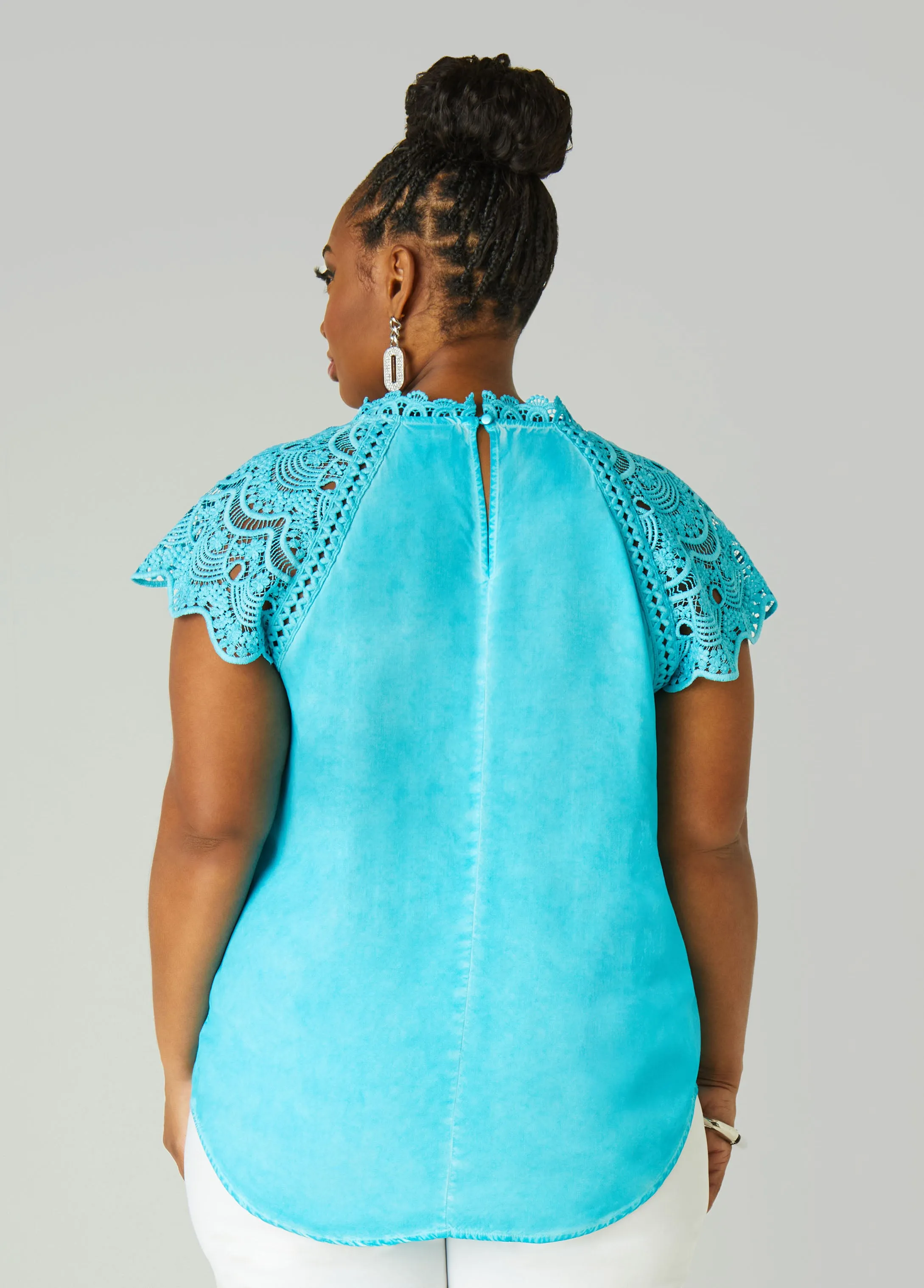 Crochet Paneled Blouse sold by Ashley Stewart product image thumbnail 2