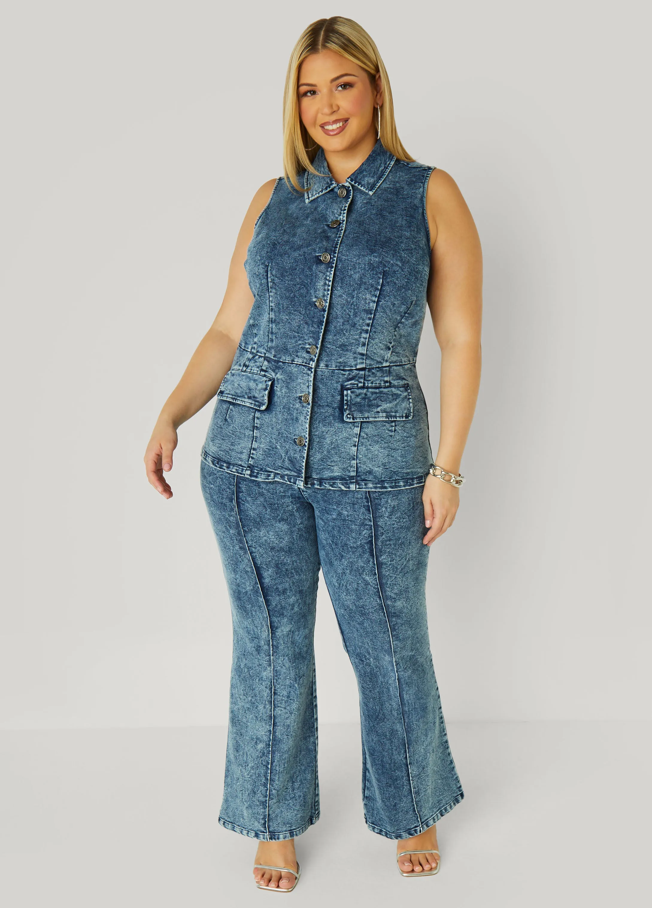 Stonewash Denim Wash Vest sold by Ashley Stewart product image thumbnail 3