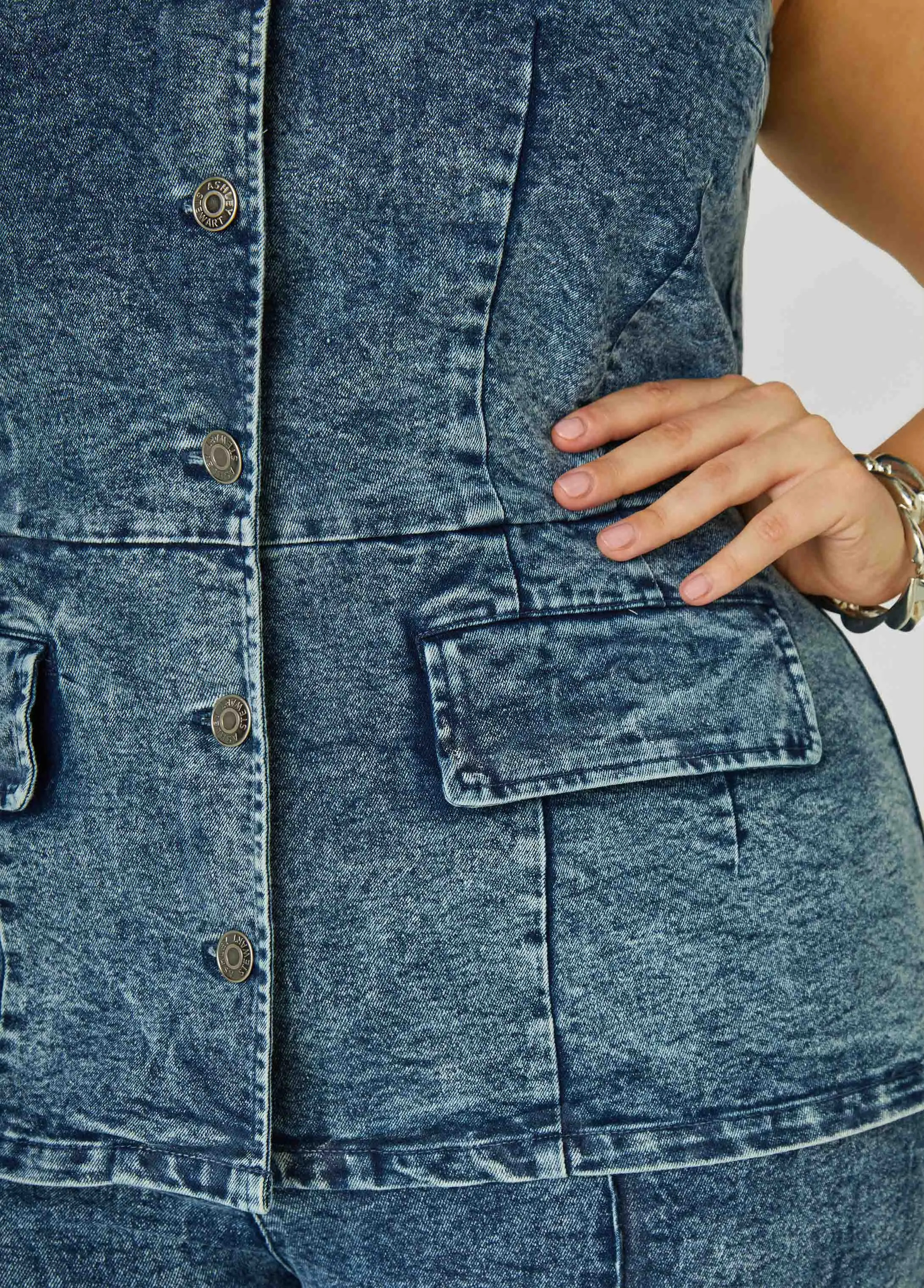 Stonewash Denim Wash Vest sold by Ashley Stewart product image thumbnail 4