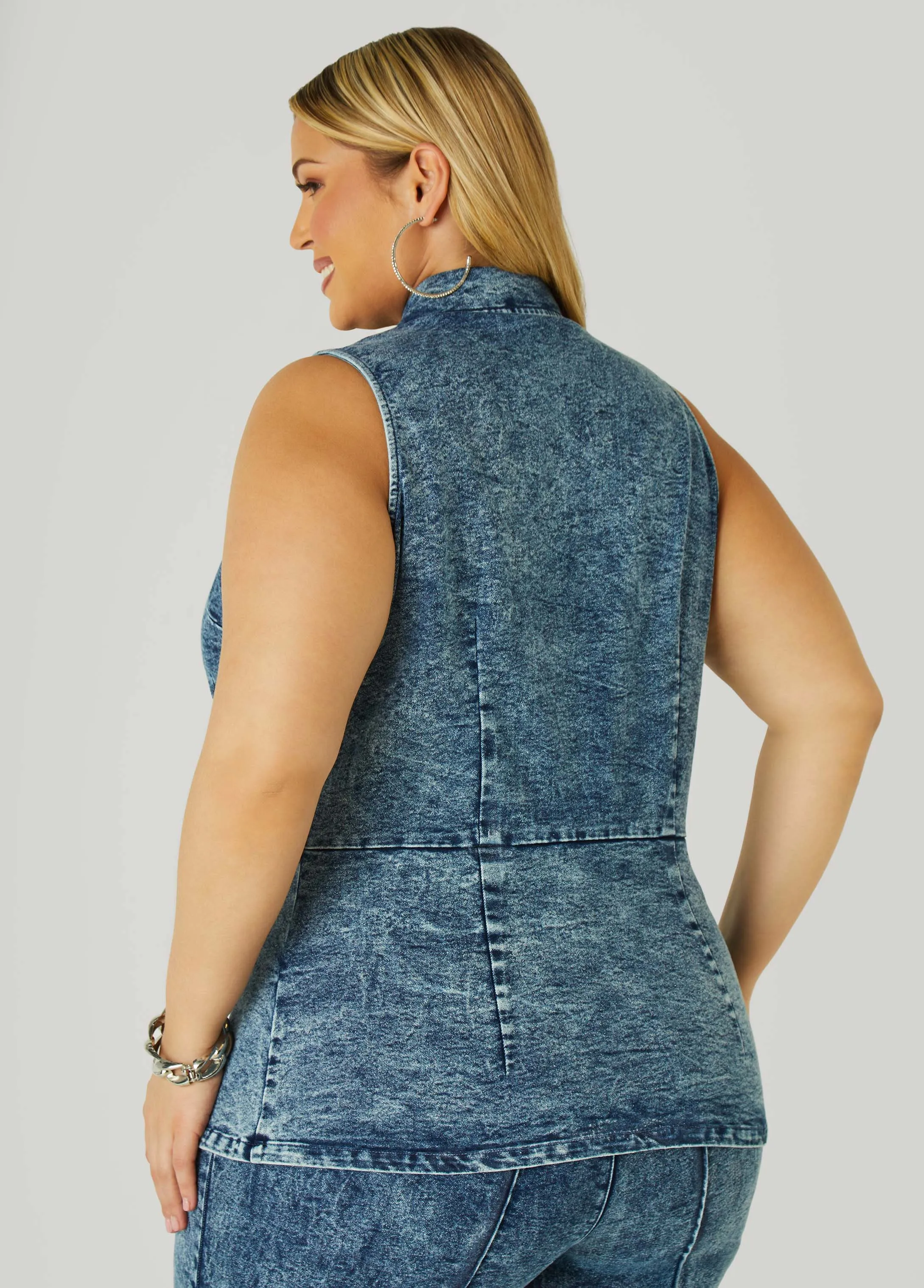 Stonewash Denim Wash Vest sold by Ashley Stewart product image thumbnail 2