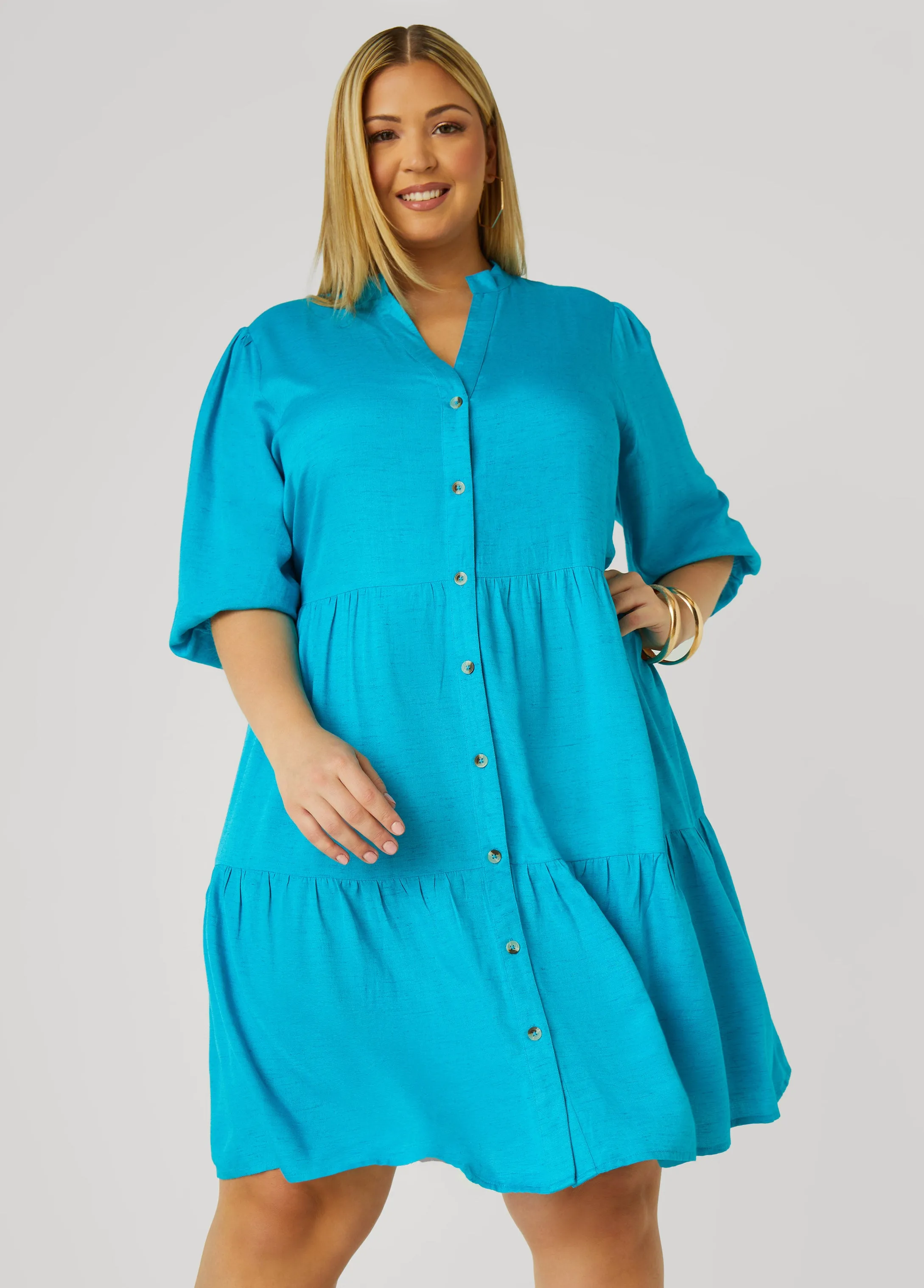 Flounced Woven Shirtdress sold by Ashley Stewart product image thumbnail 4