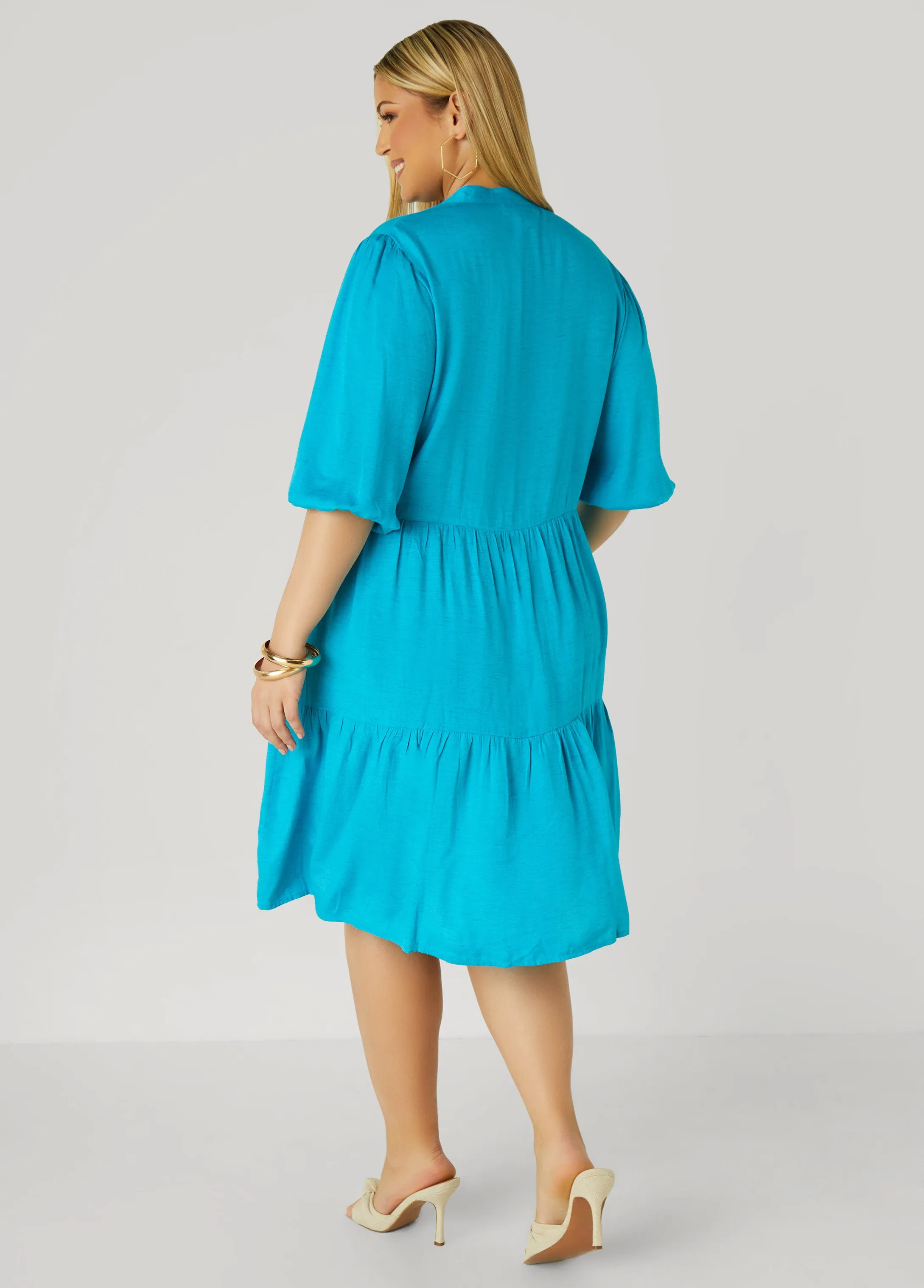 Flounced Woven Shirtdress sold by Ashley Stewart product image thumbnail 2