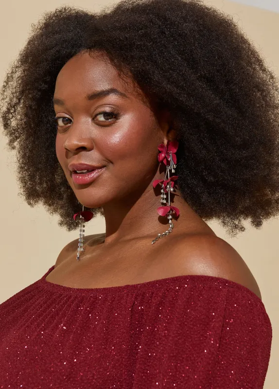 Crystal And Coated Petal Earrings sold by Ashley Stewart