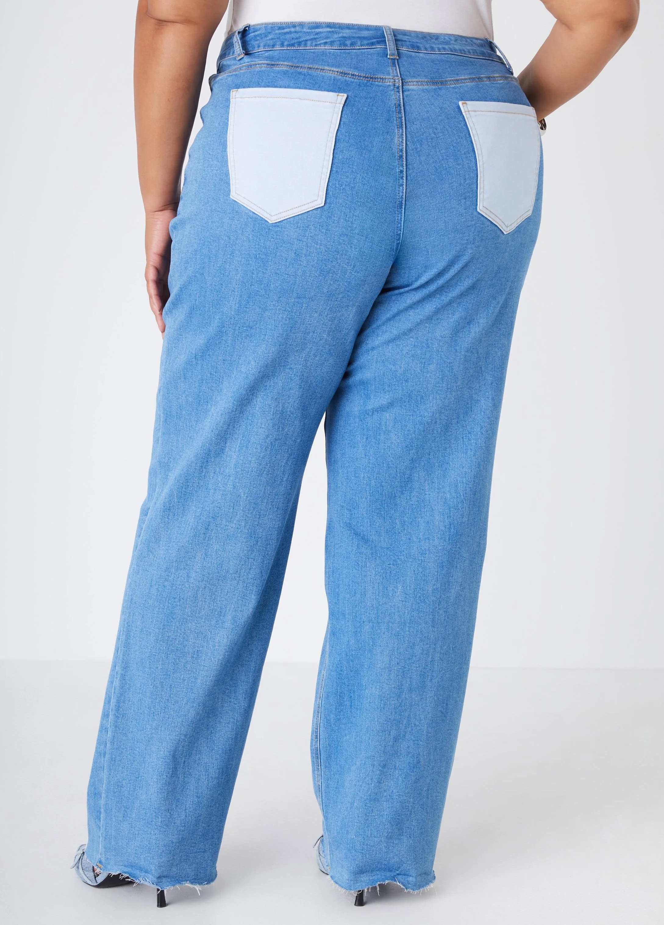 Two Tone Straight Leg Jeans sold by Ashley Stewart product image thumbnail 2
